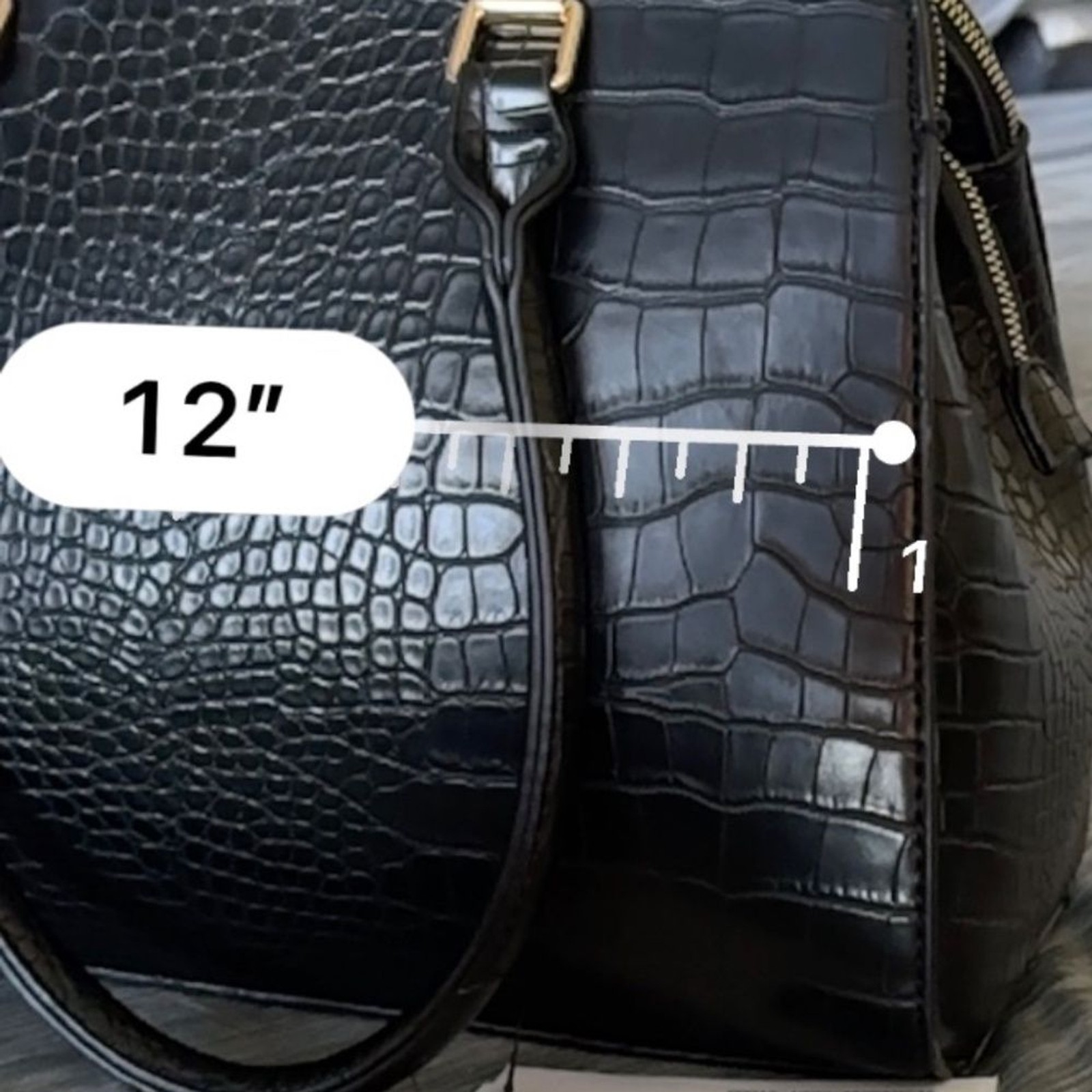 Justfab Classic Black Crocodile Embossed Handbag/Satchel