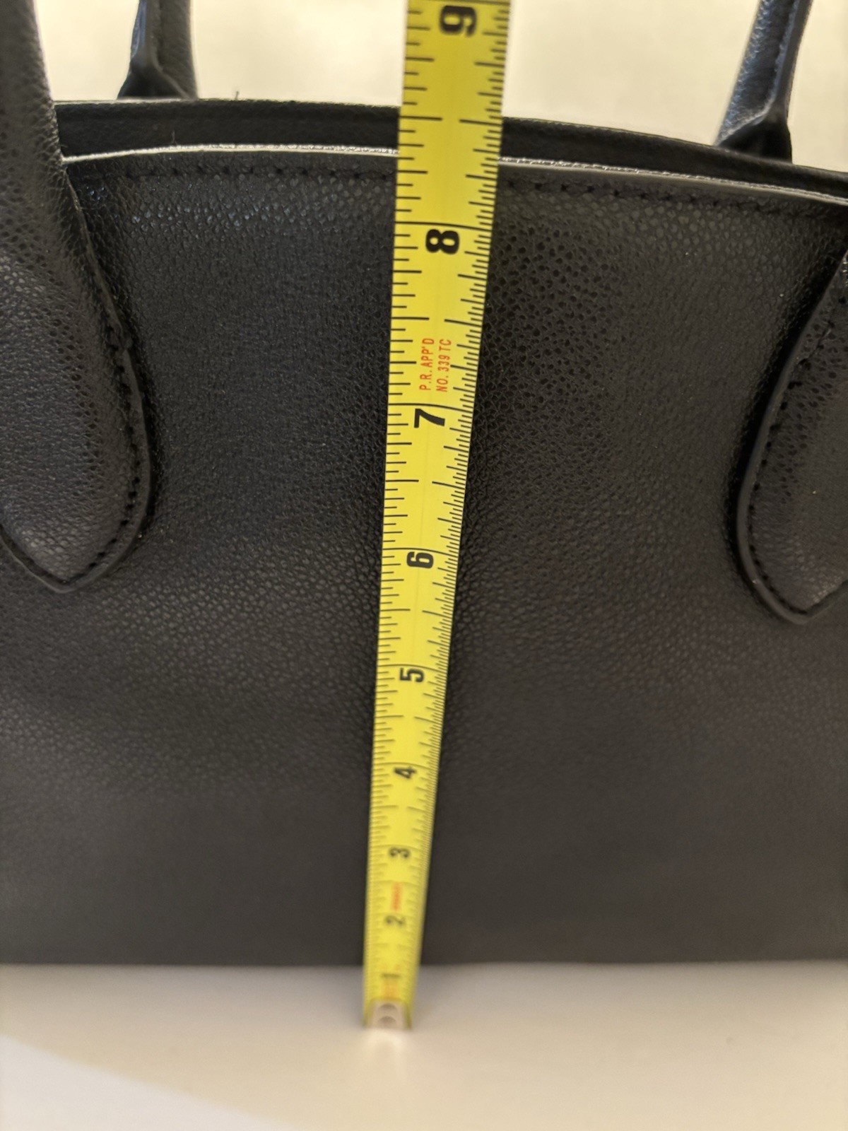 Nine West Black Pebbled Satchel Top Handle Bag, Detachable Crossbody, Zip, Gold