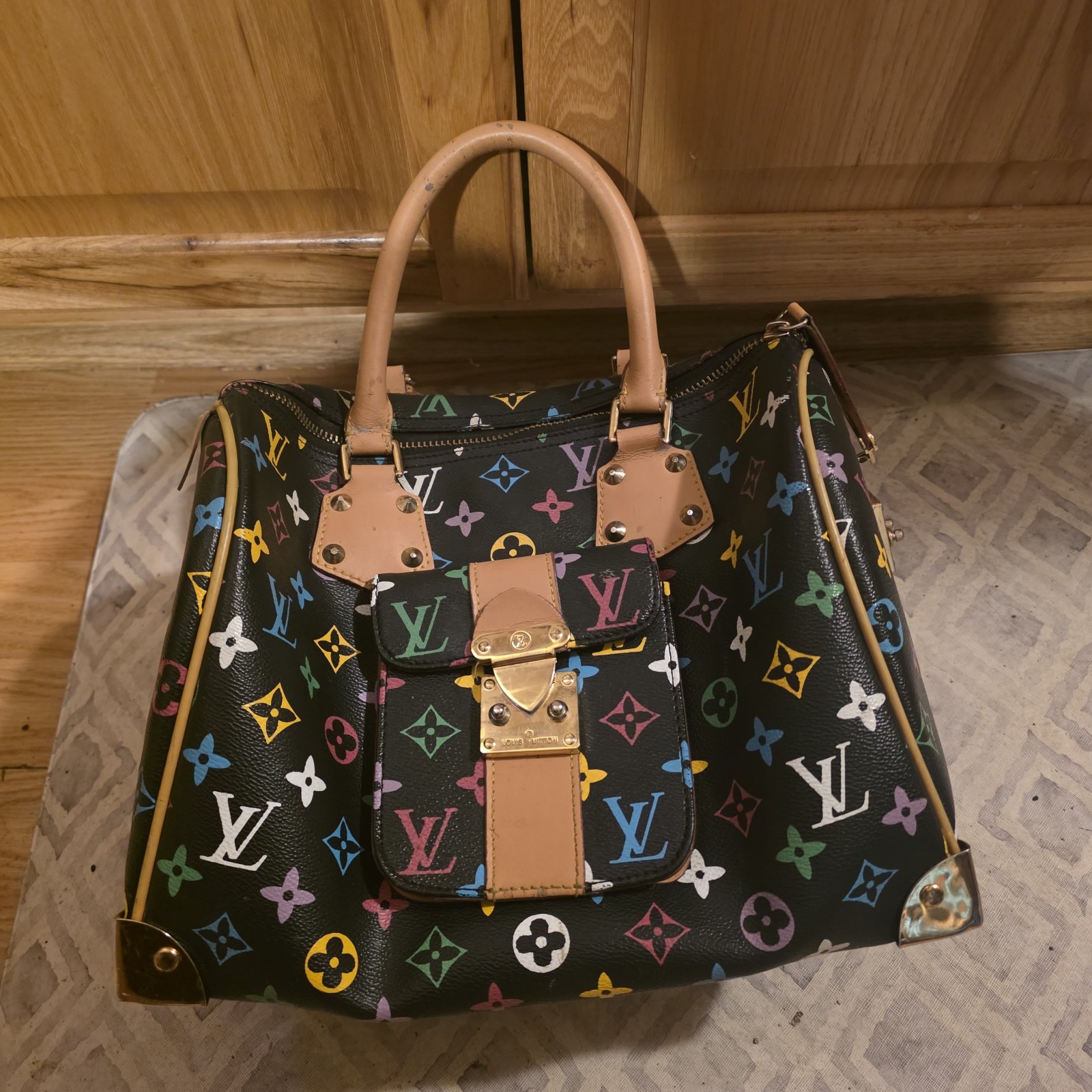 Louis vuitton Murakami Monogram Black Multicolor Speedy 30 Bag 2010 Virgil