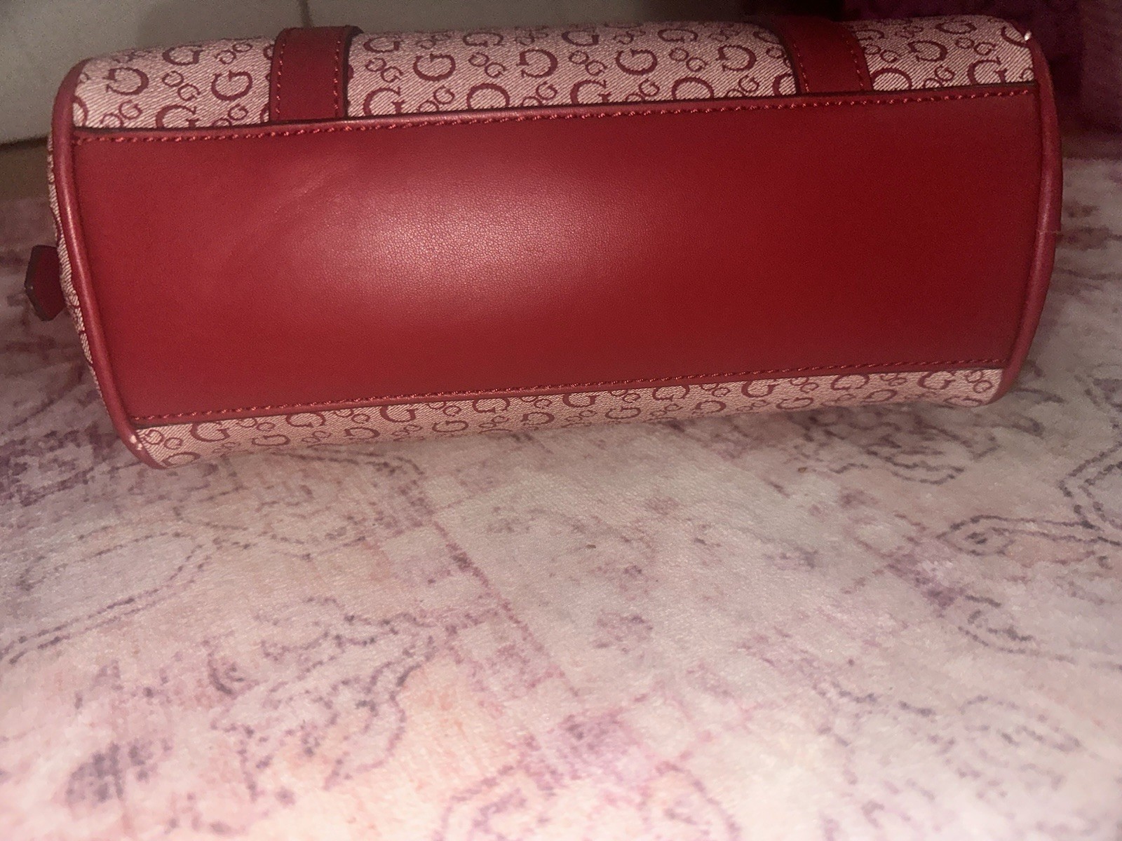 GUESS Red& Gold monogram y2k style bowling Boston crossbody hand bag purse
