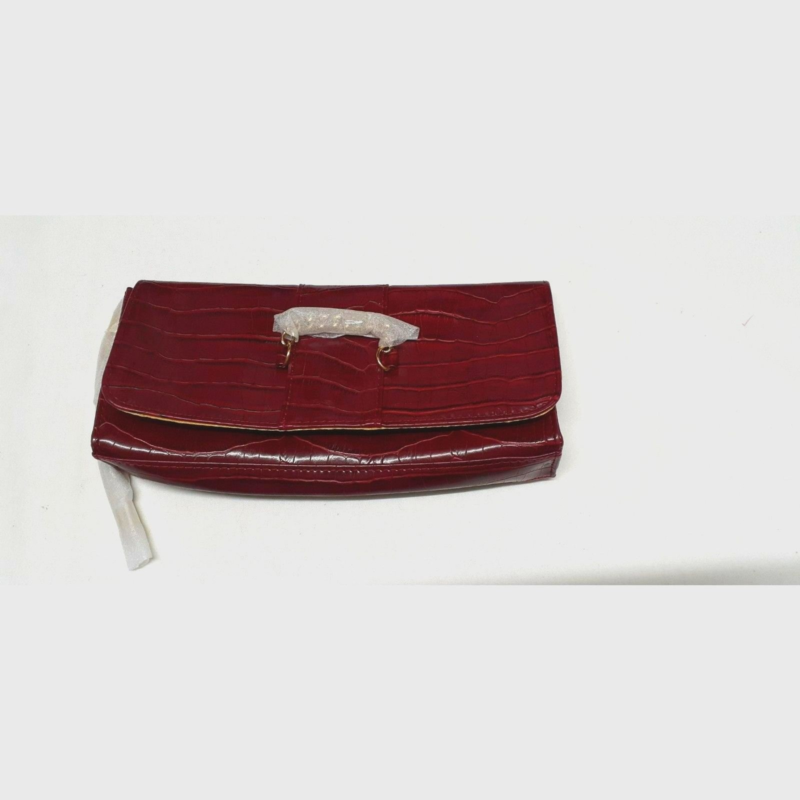 Croco Pattern Evening Clutch Purse Burgundy 9.5-inch Wide brand New