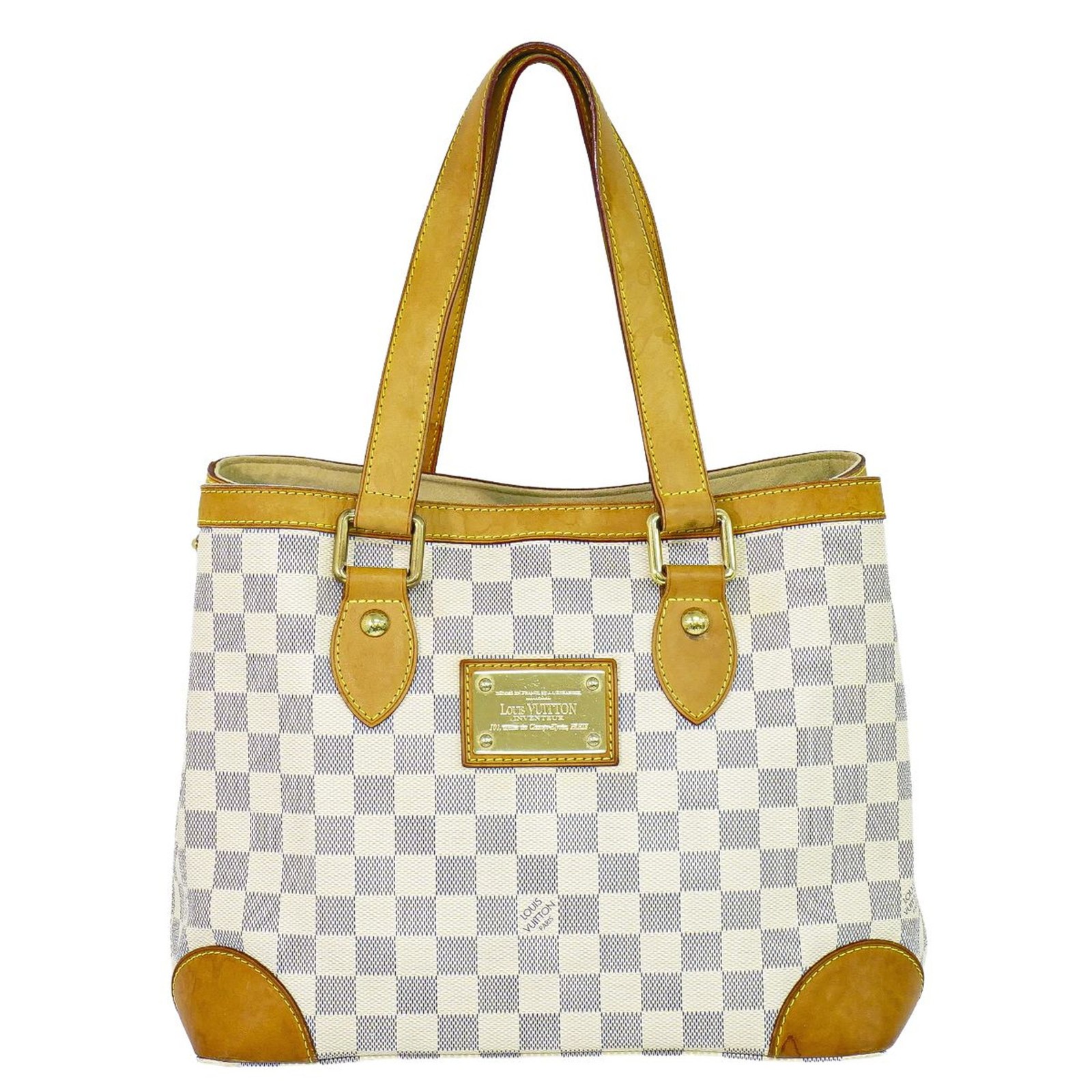 Louis Vuitton Hampstead PM N51207 Damier Azur Canvas Tote Handbag White