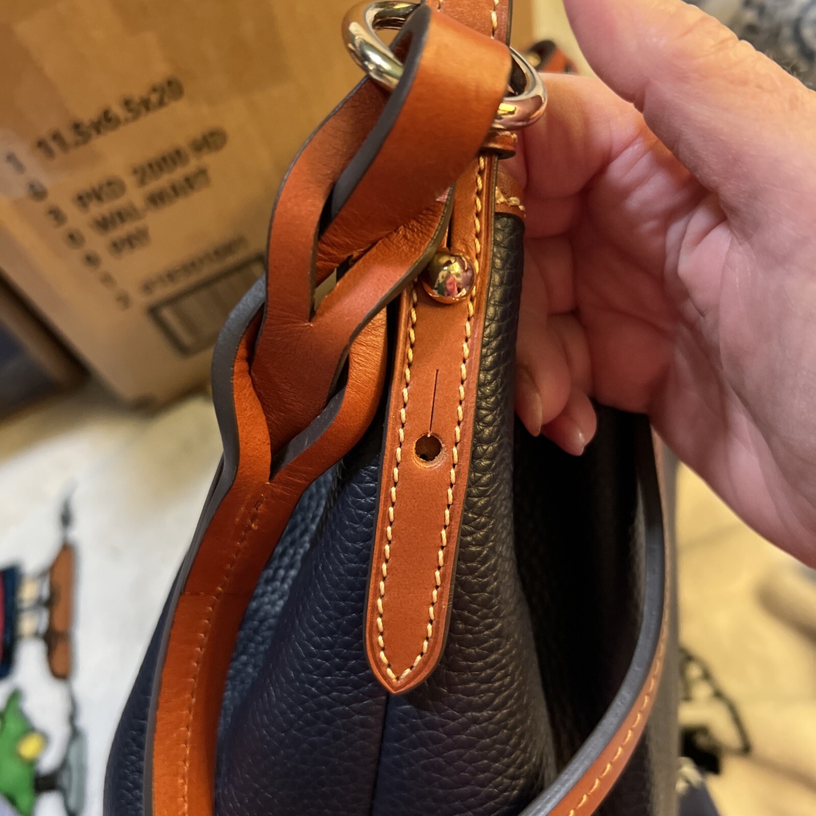 Dooney & Bourke Pebble Grain Tasha Drawstring Shoulder Bag Midnight Blue NWTS