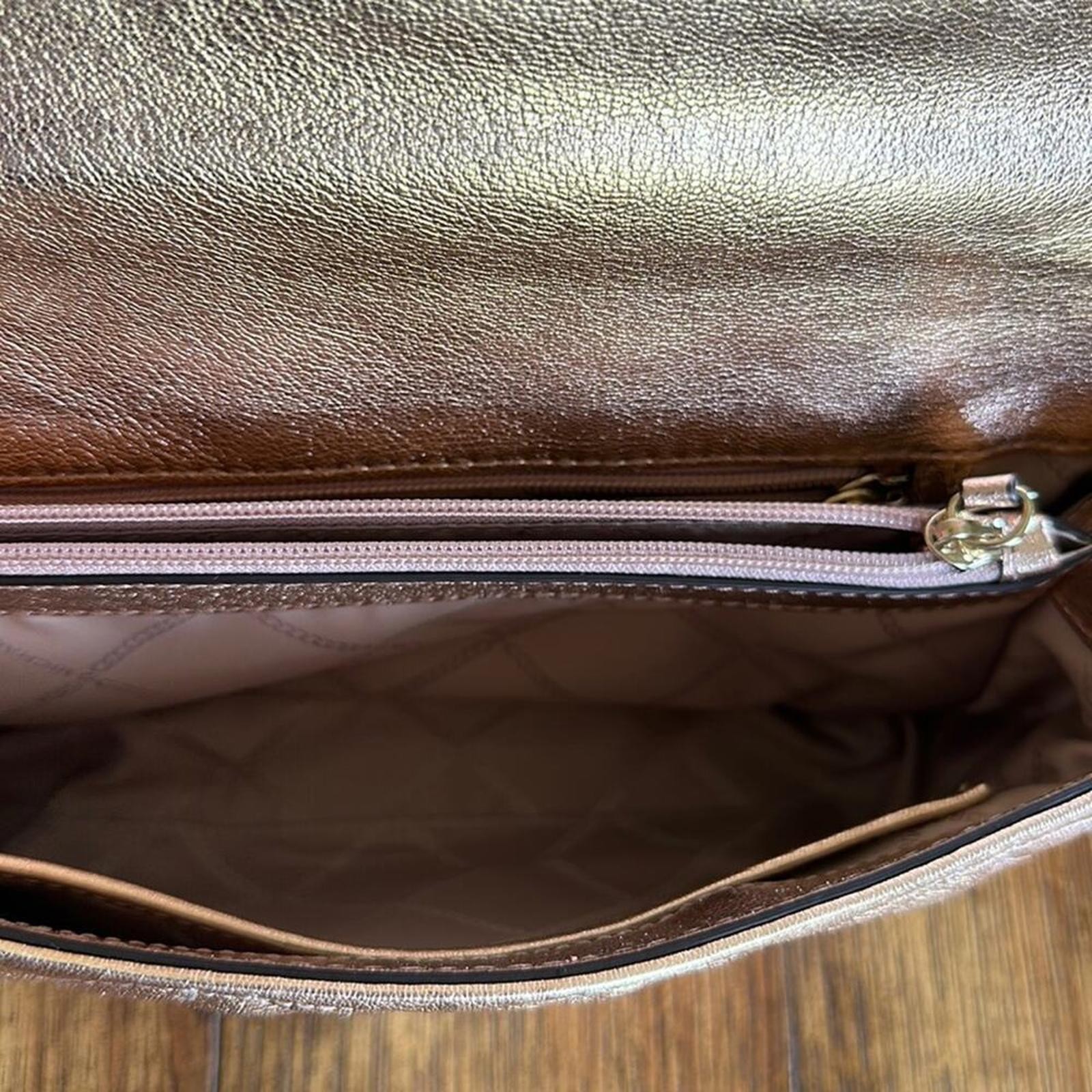 Michael Kors | Metallic Rose Gold Floral Quilted Shoulder Bag | 0760
