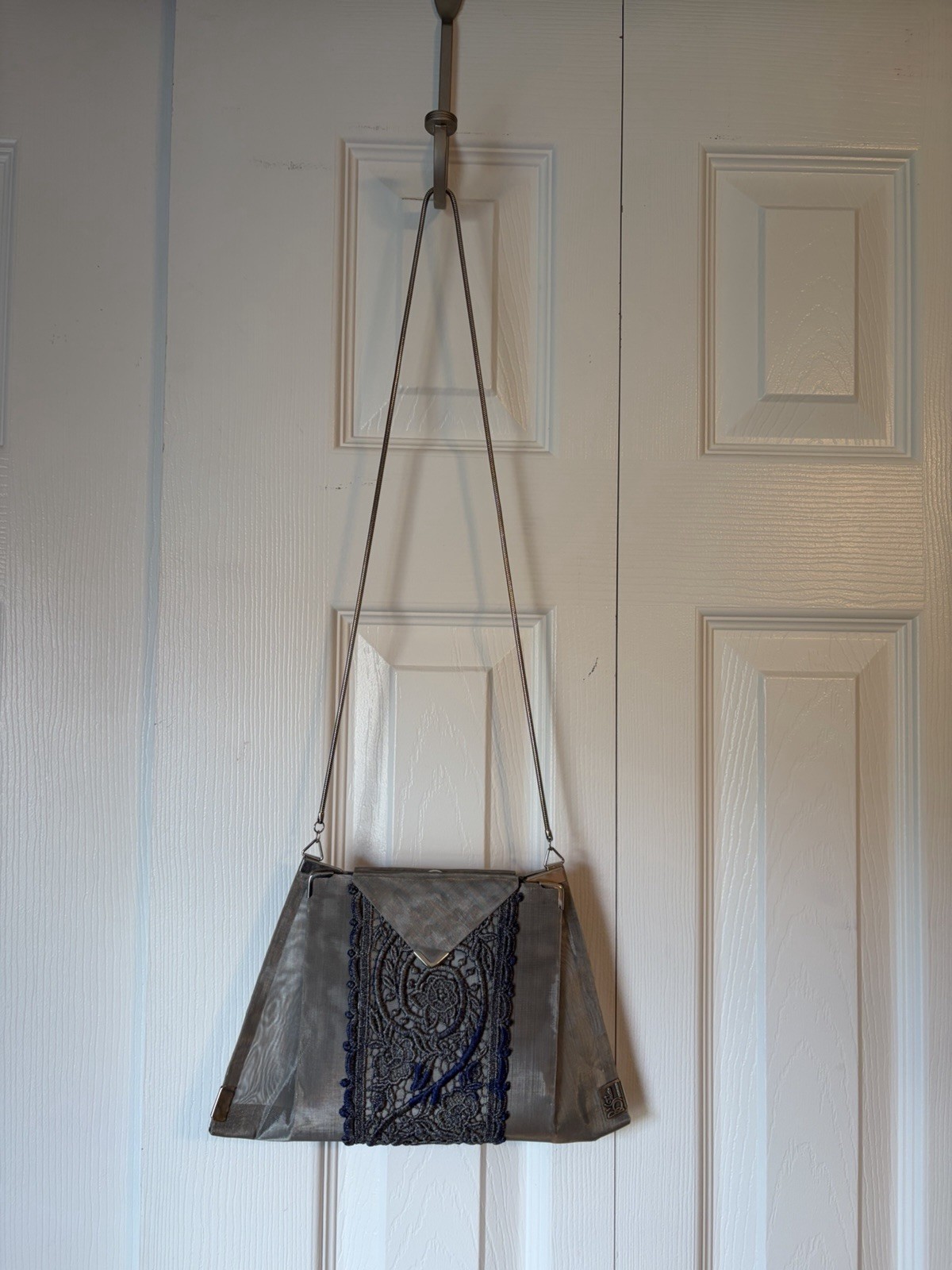 Bo’s Art Studio LA , Gray Stainless Steel Mesh Evening Bag truly unique