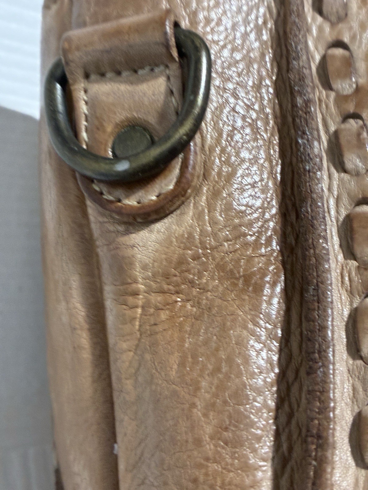 BED STU Rockababy Tan Leather Tote Satchel Tie Dye Bag Purse Distressed