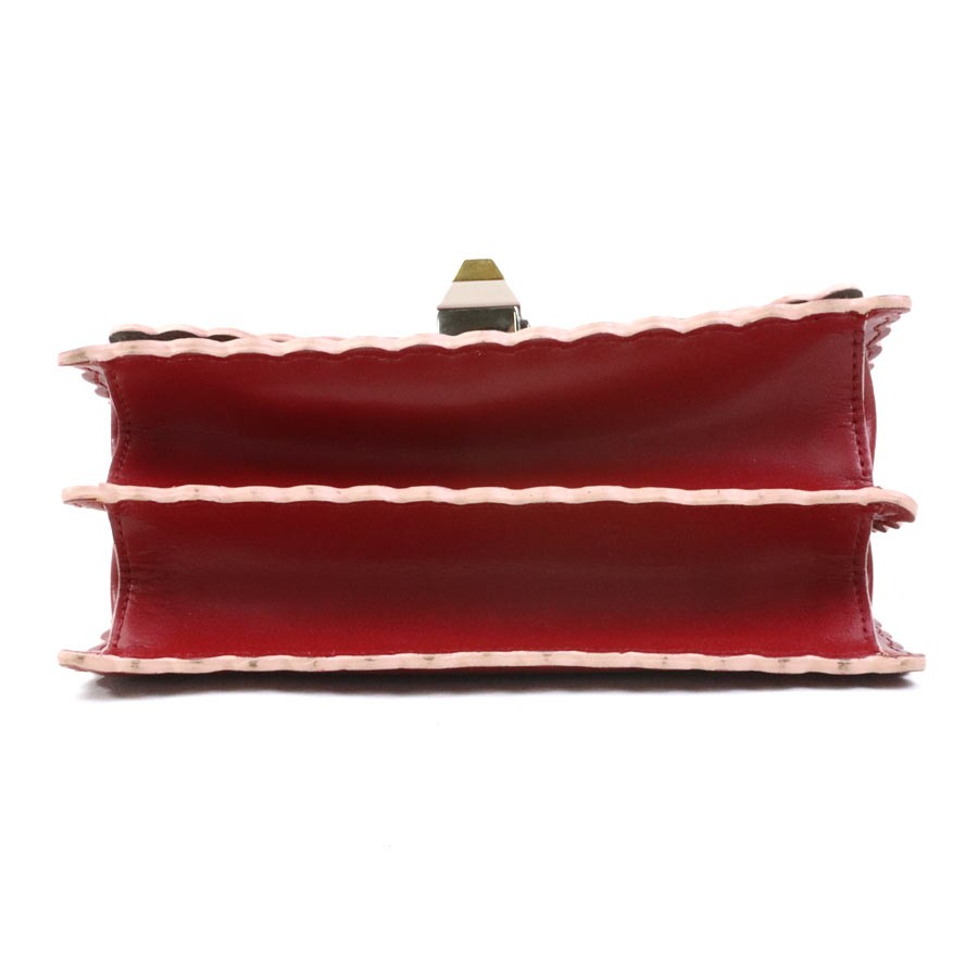 Auth FENDI Kan I Mini Shoulder Bag Red Leather/Metal – h31407a