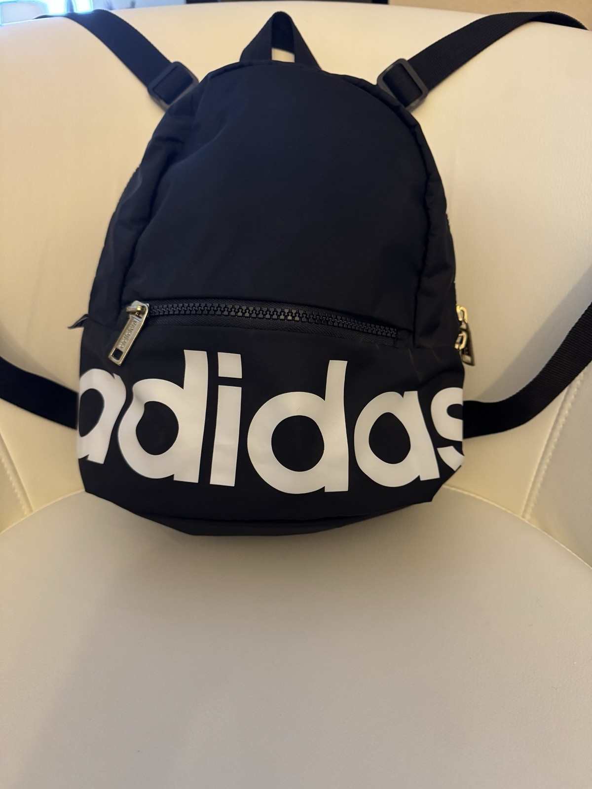 Adidas Small Mini Non-Padded Lightweight Black White Logo Small Travel Backpack