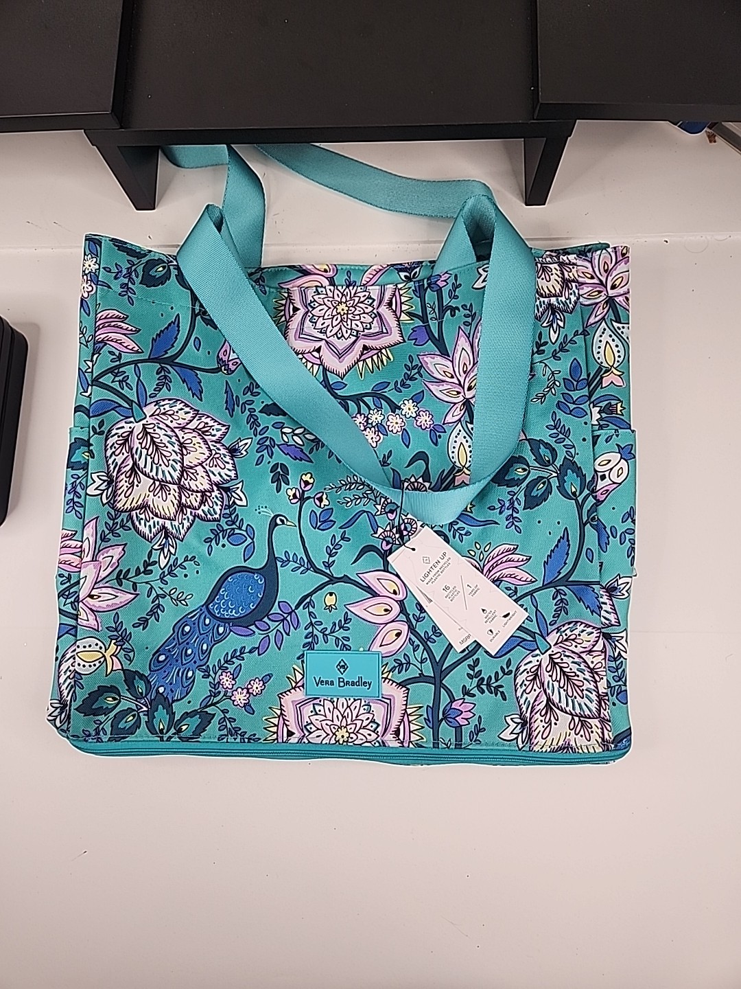 Vera Bradley Ligthen Up Deluxe Family Tote Peacock Garden New With Tags