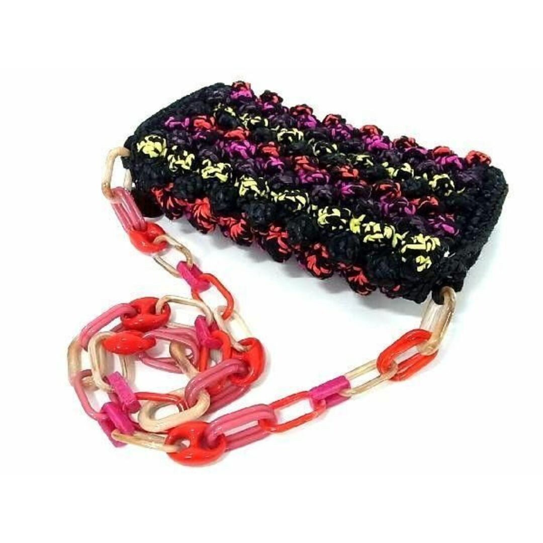 MISSONI Cotton Rayon Polyester Shoulder Bag Multicolor Black Women Authentic JP