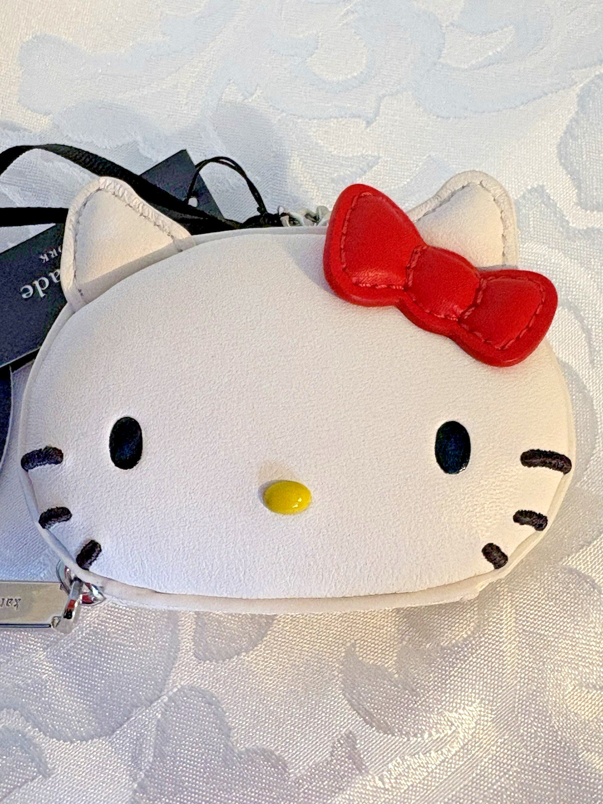 Kate Spade Hello Kitty & Disney Bag Charm Silver Coin Purse AirPods Case Cat New