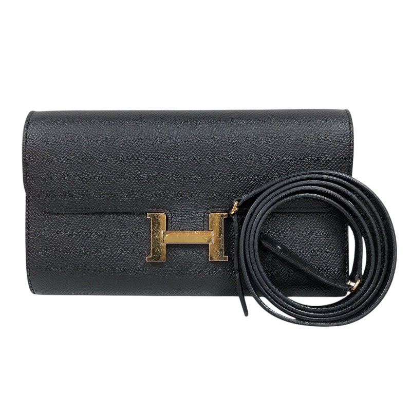 HERMES Constance To Go Black Epsom Leather Shoulder Bag Z Stamp #OKB7308