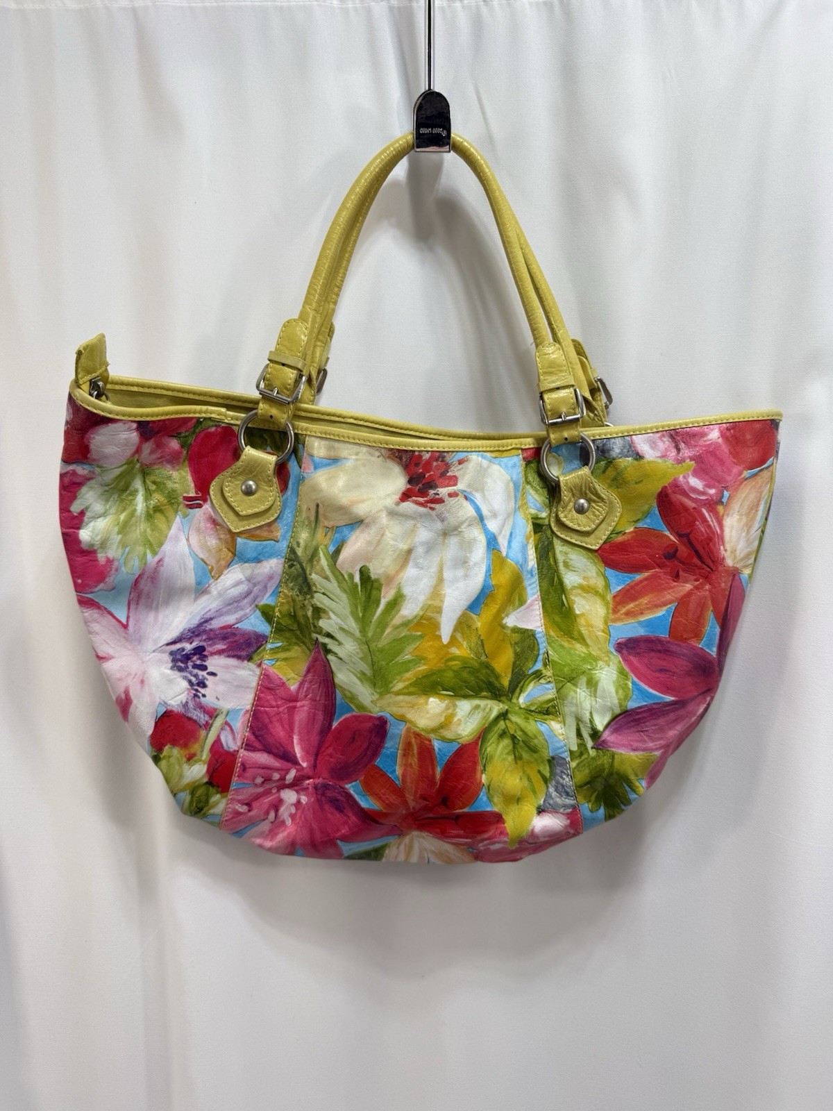 Maurizio Taiuti Vintage Floral Leather Hobo Shoulder Handbag Made in Italy