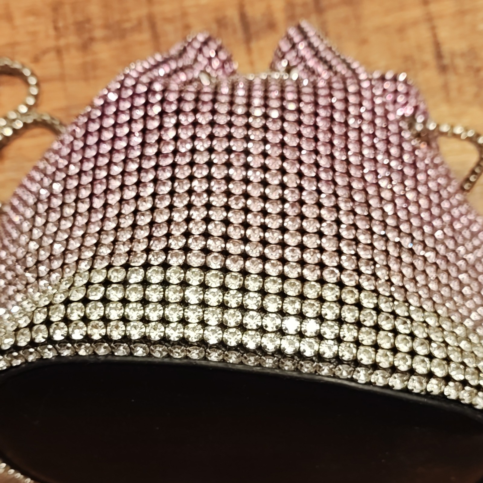 Pink/Silver Rhinestone Crystal Bucket Bag Drawstring Chain Crossbody