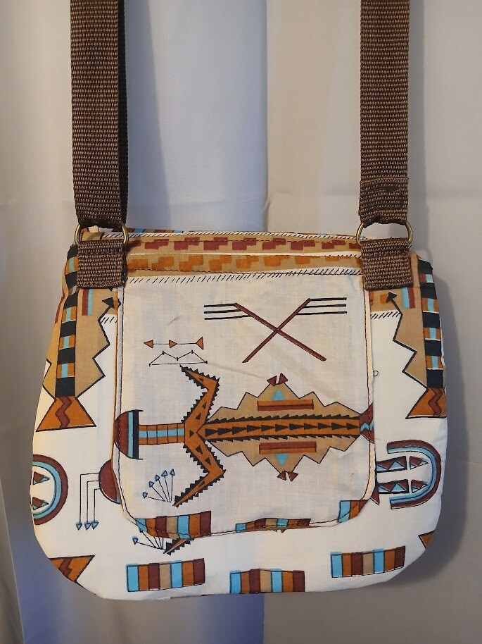 New Western Aztec print Shoulder Bag Purse Cowgirl Brown Turquoise Southwestern