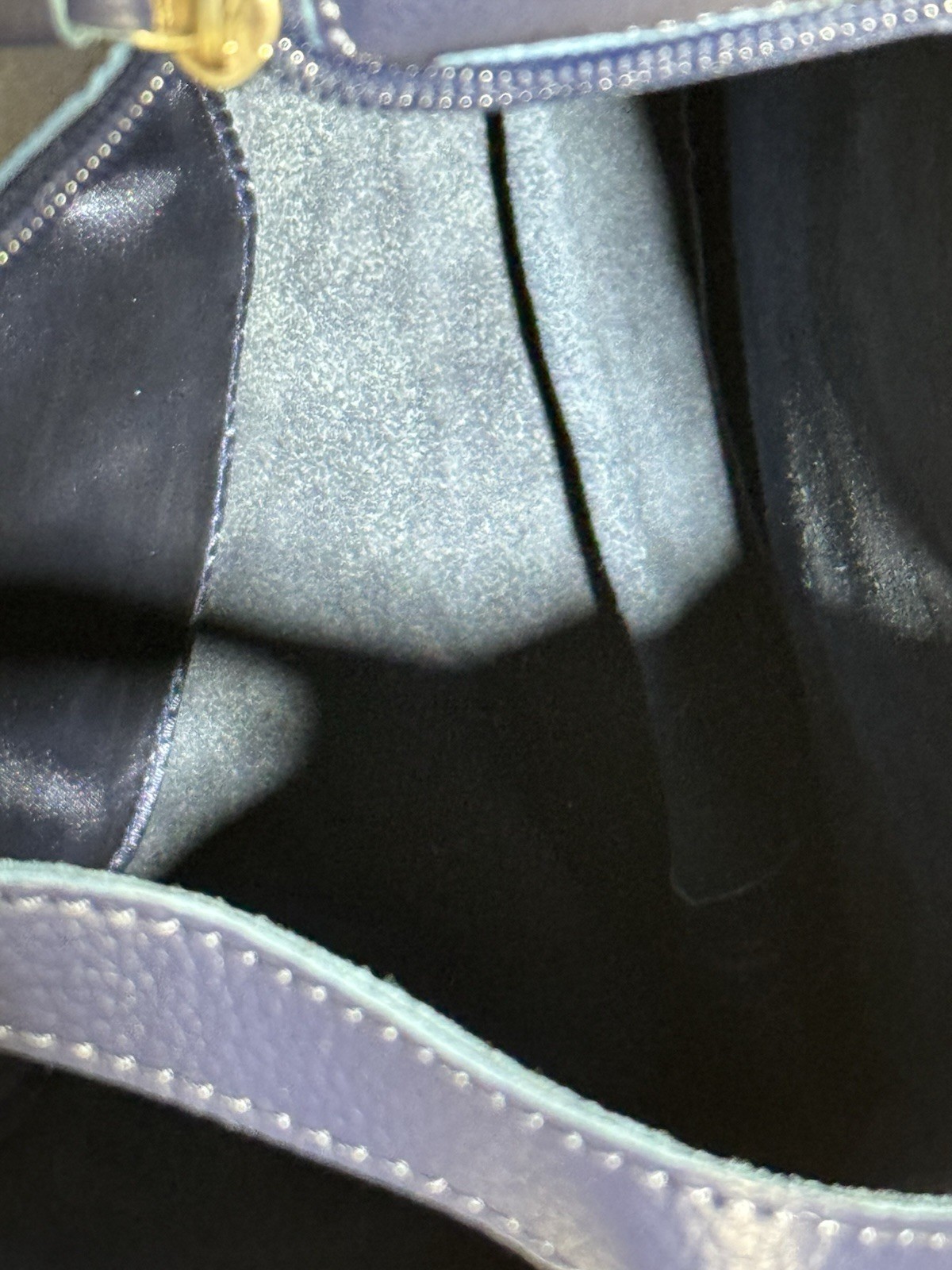 JM New York Large Zippered Leather Tote Shoulder Bag Blue About 13” Tall
