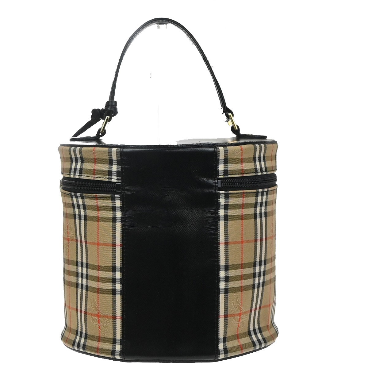 Burberrys Nova Check Shadow Horse Vanity Bag Canvas Leather Beige BK GHW 36RQ004
