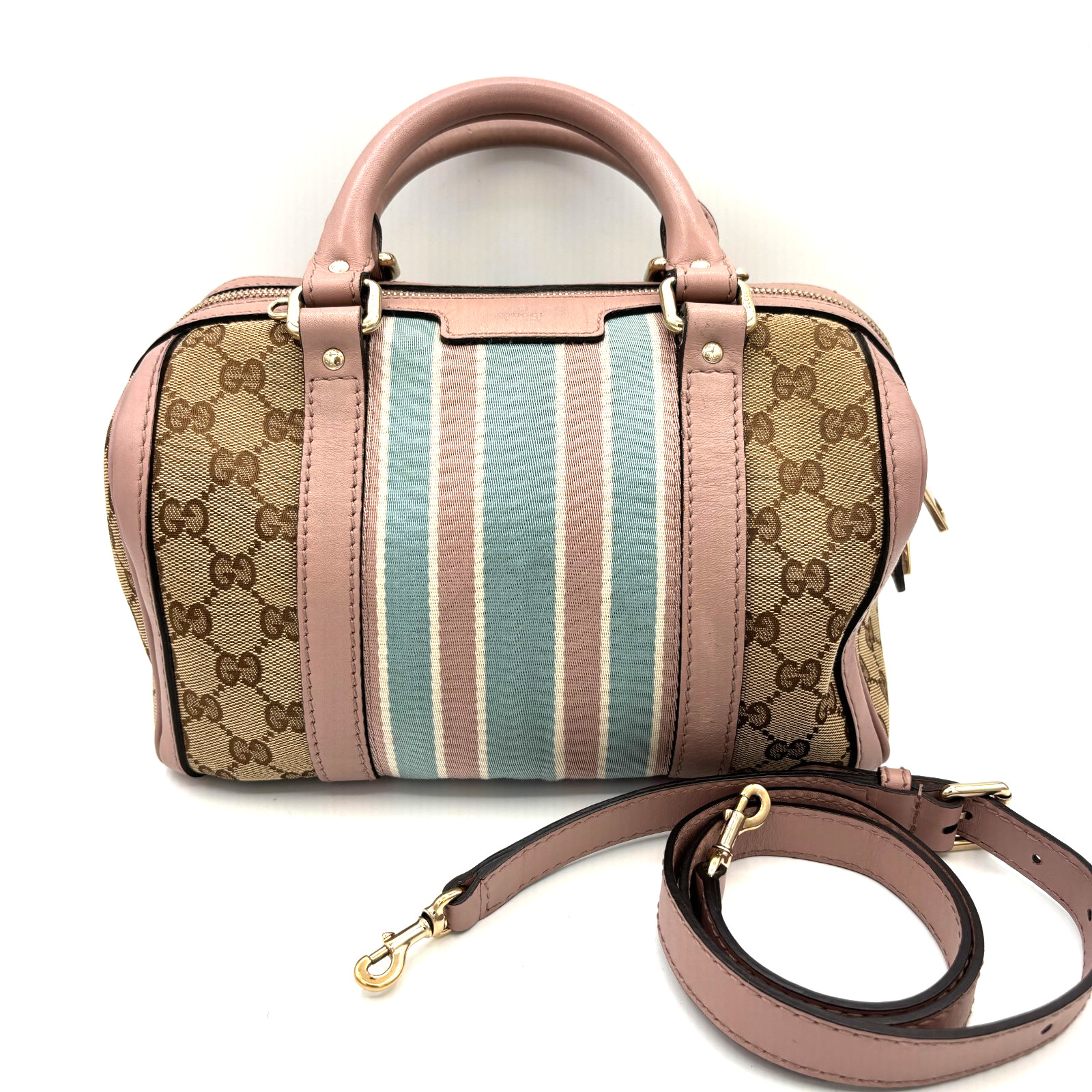 Gucci GG Canvas Sherry Line Handbag Mini Boston Bag 2WAY Shoulder Bag 0101