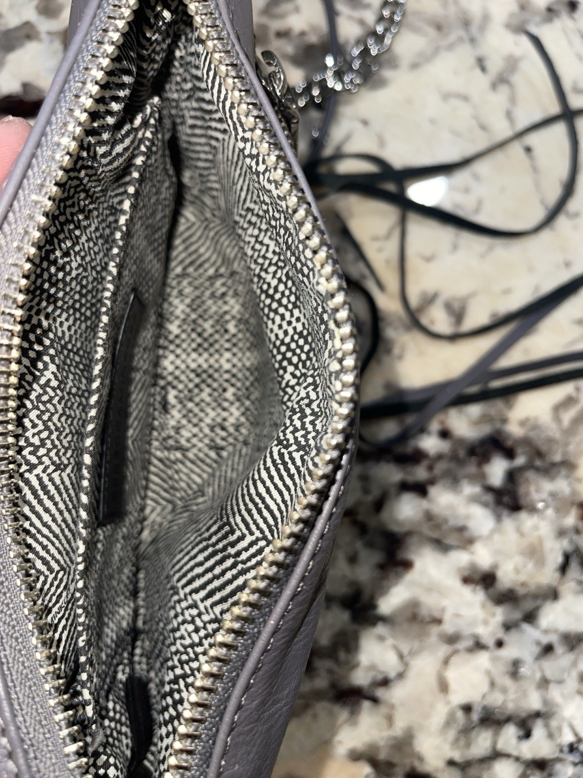 Rebecca Minkoff Gray Solid Small Crossbody Bag Chain Strap Silver Hardware Zip