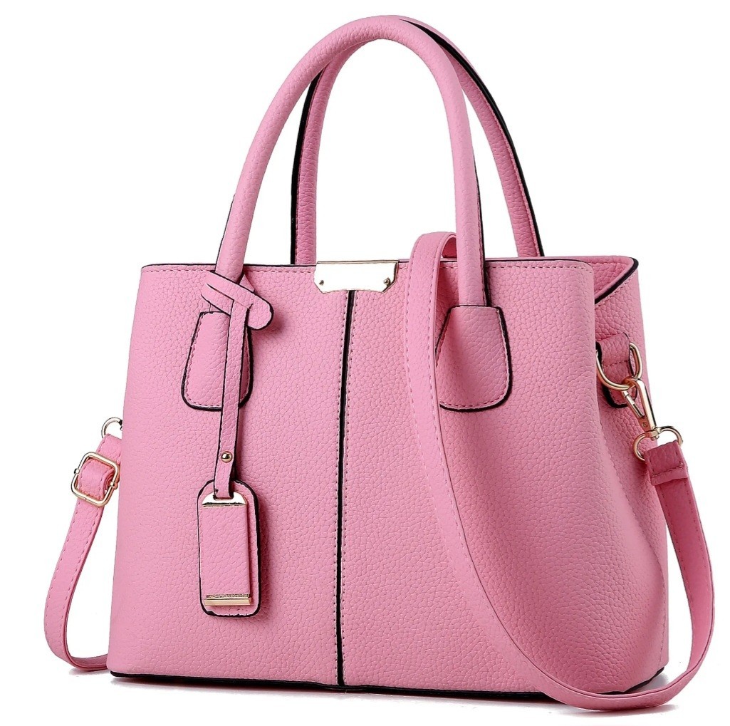 Women’s Pink Satchel Top Handle Bag Medium Zip Detachable Adjustable Strap