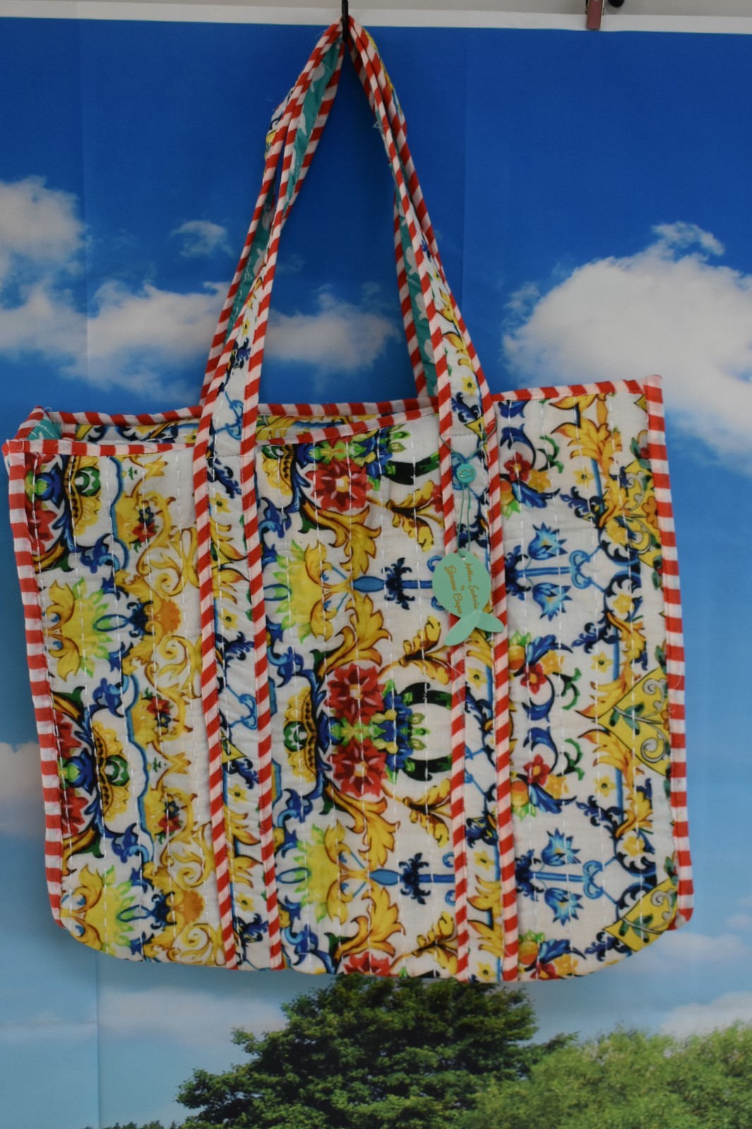 Antica Sartoria 2025 X LARGE FLOWERS AND ARABESQUE BEACH BAG/PURSE/TOTE NWT