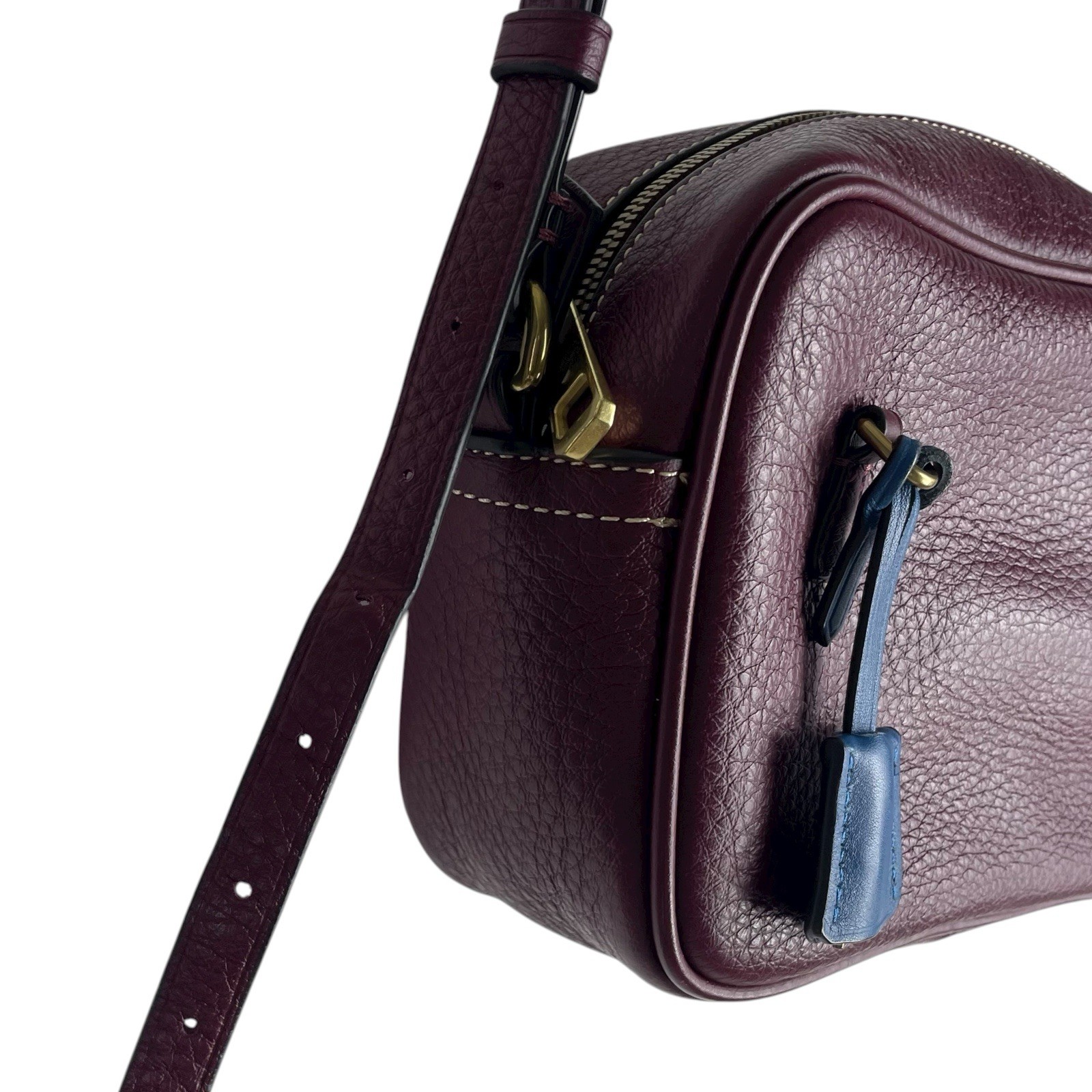 J. Crew Signet Pebble Leather Crossbody Camera Bag Burgundy Red Women