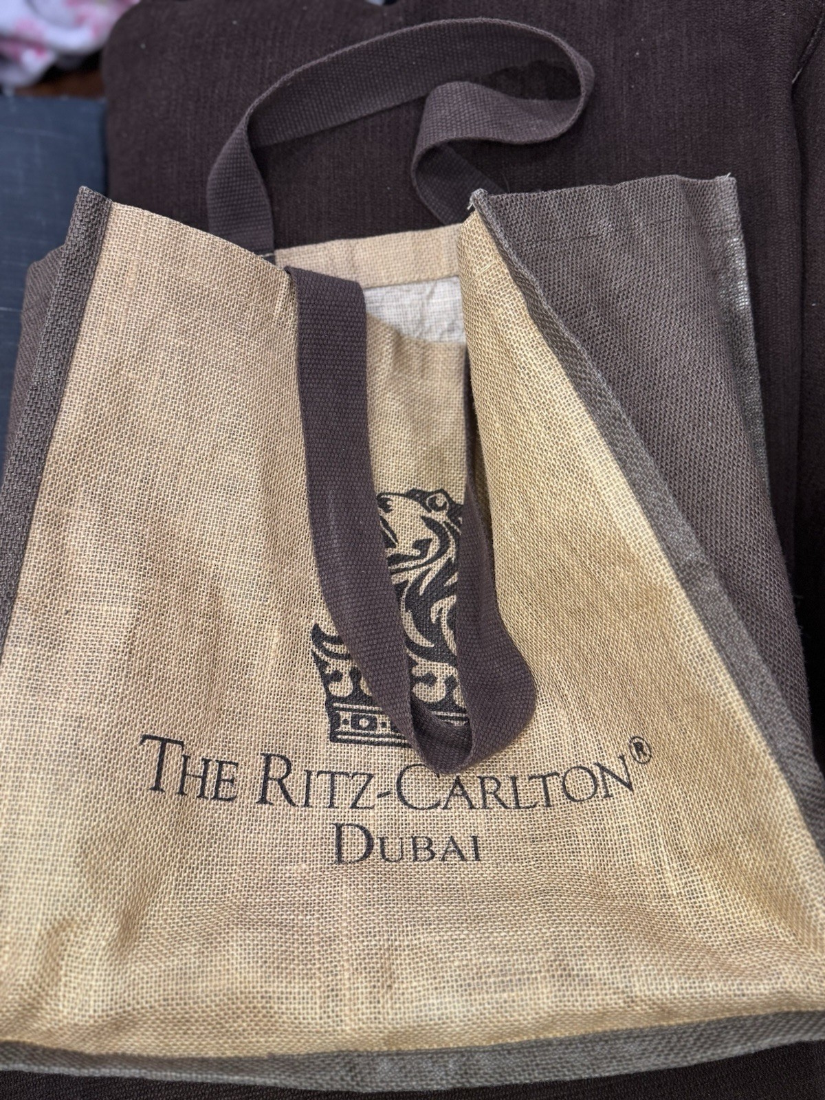 The Ritz-Carlton Dubai Brown/Beige Tote. 16”x 16”x 7.5” Collectible Bag Luxury