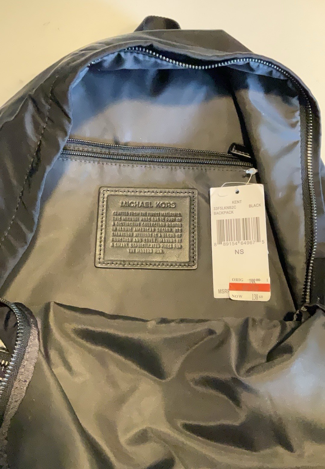 Michael Kors Black Backpack Front Zip Pocket, Silver Hardware, Adjustable Strap