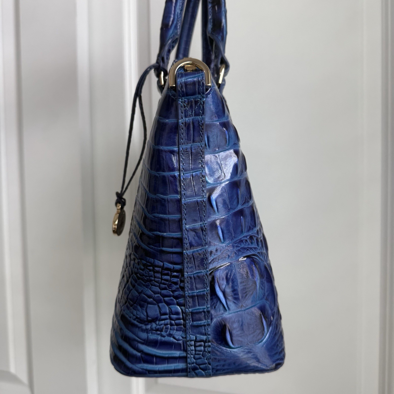 Brahmin Duxbury Satchel Affinity Solid Blue Melbourne Leather