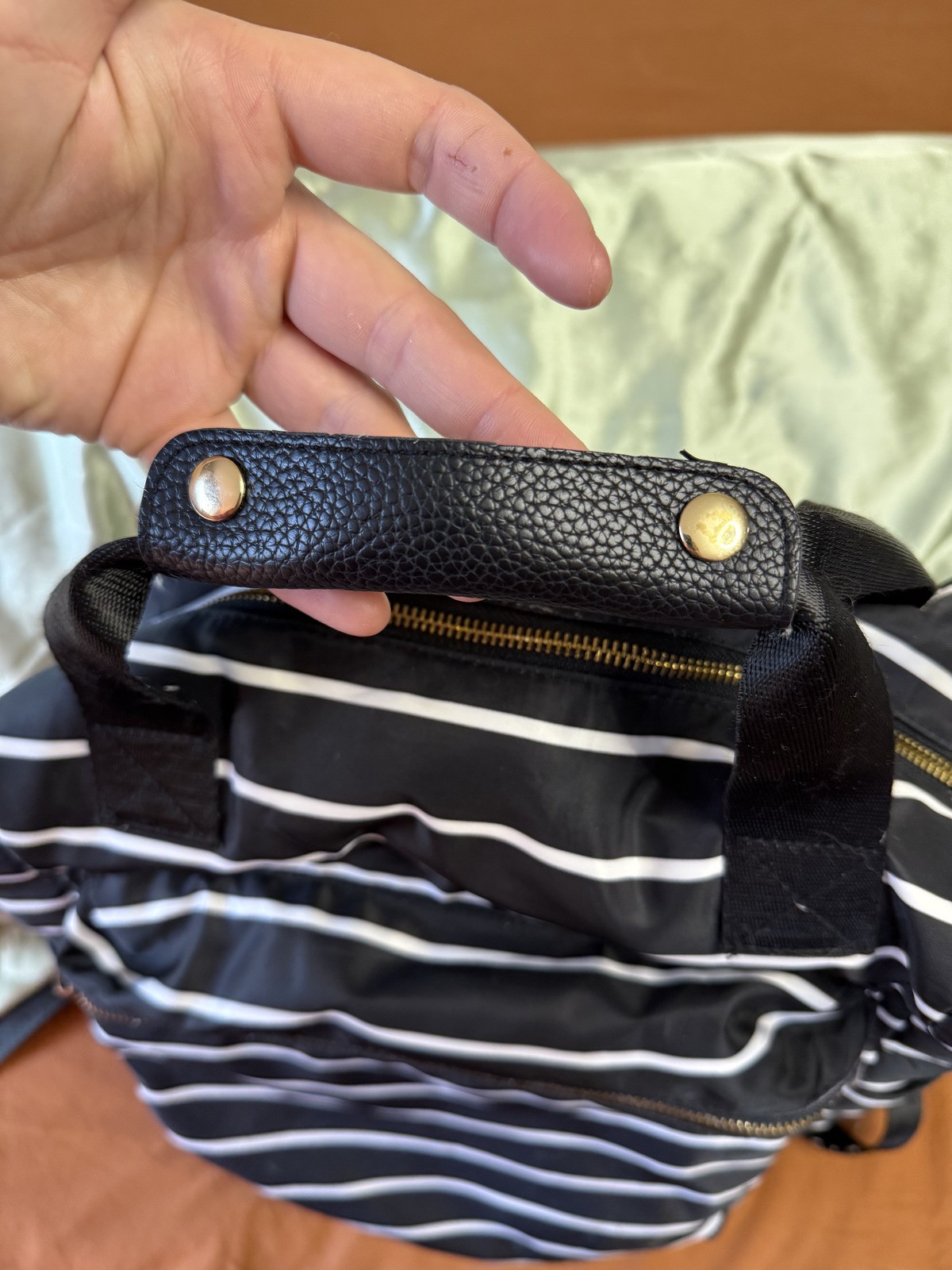 Target A New Day Black and White Striped Backpack Gold