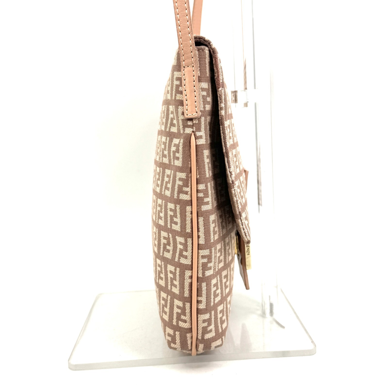 FENDI Zucchino Mamma Baguette Shoulder Bag Beige Rank:A