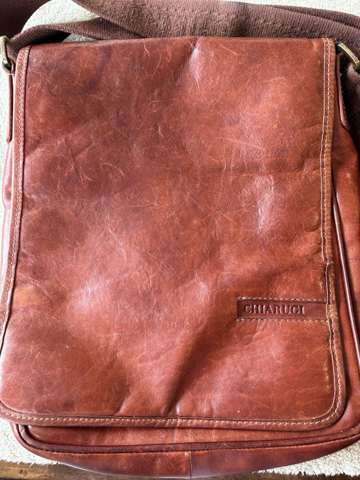 Chiarugi Brown Italian Leather Messenger Bag