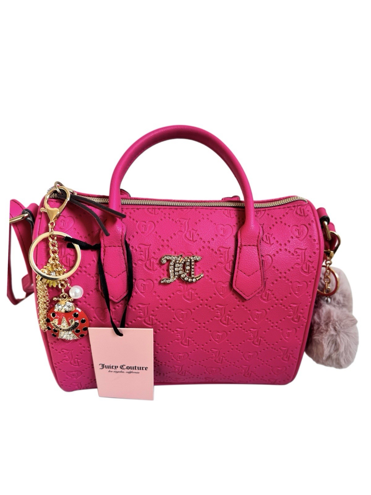 Juicy Couture Free Love Satchel + Free Charm Hot Pink Crossbody Bag NWT
