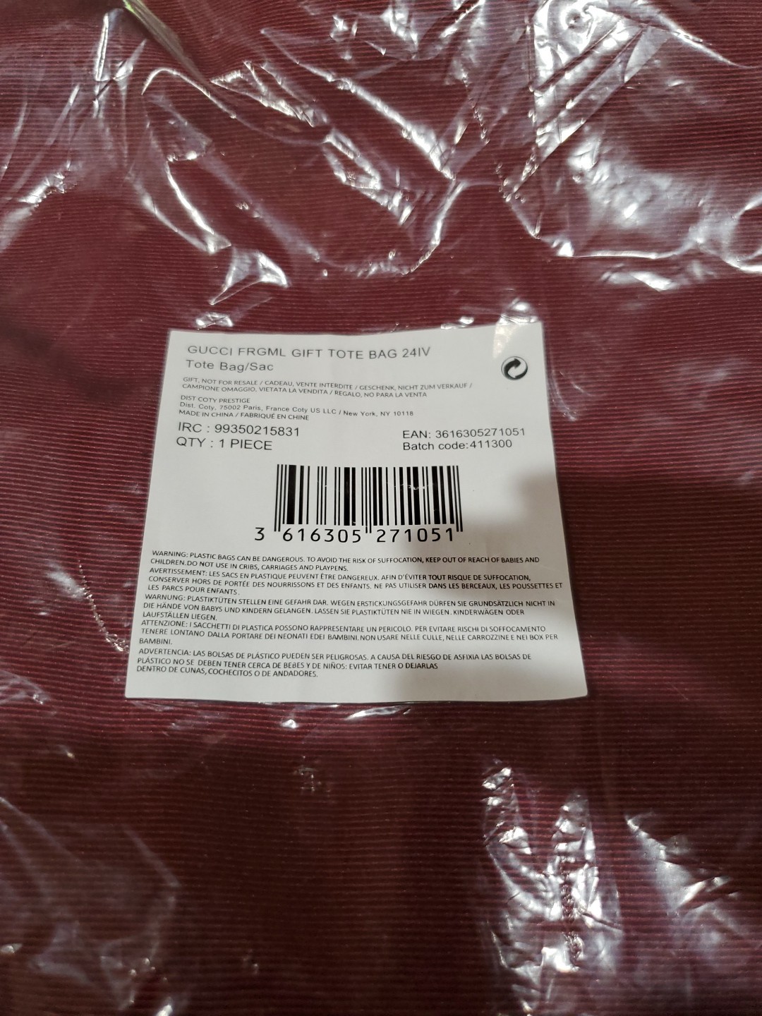 Gucci Gift Tote Bag (Burgundy) 24IV