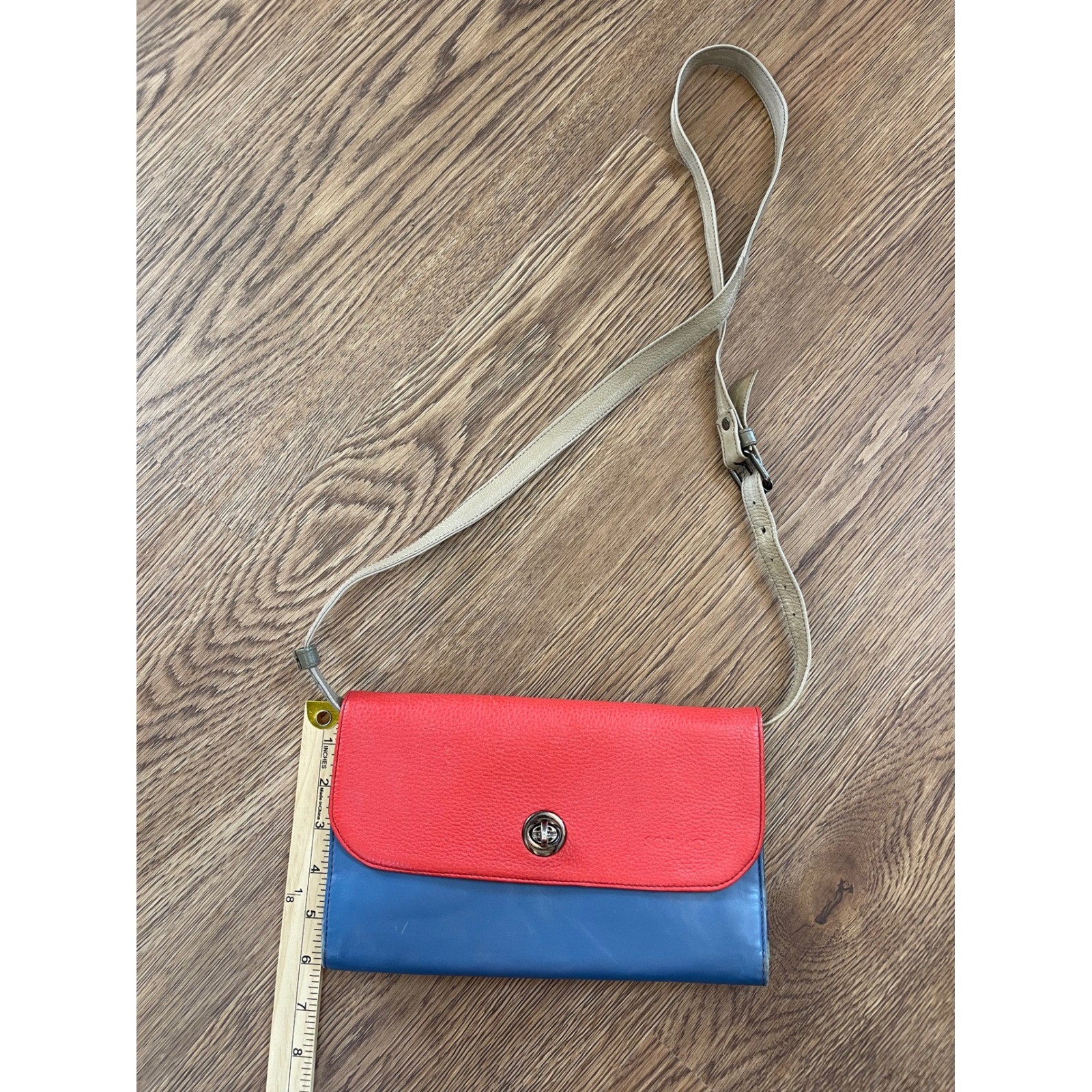 Soruka Recycled Leather Colorblock Crossbody Bag Small Messenger Red Blue Multi