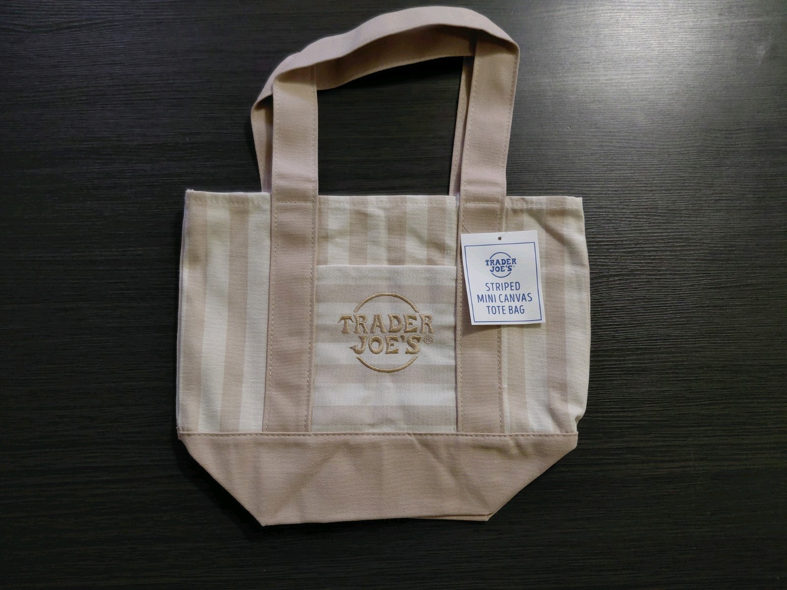 New Trader Joe’s Mini Canvas Tote Bag Striped (Tan)Limited 2026 Edition!!!