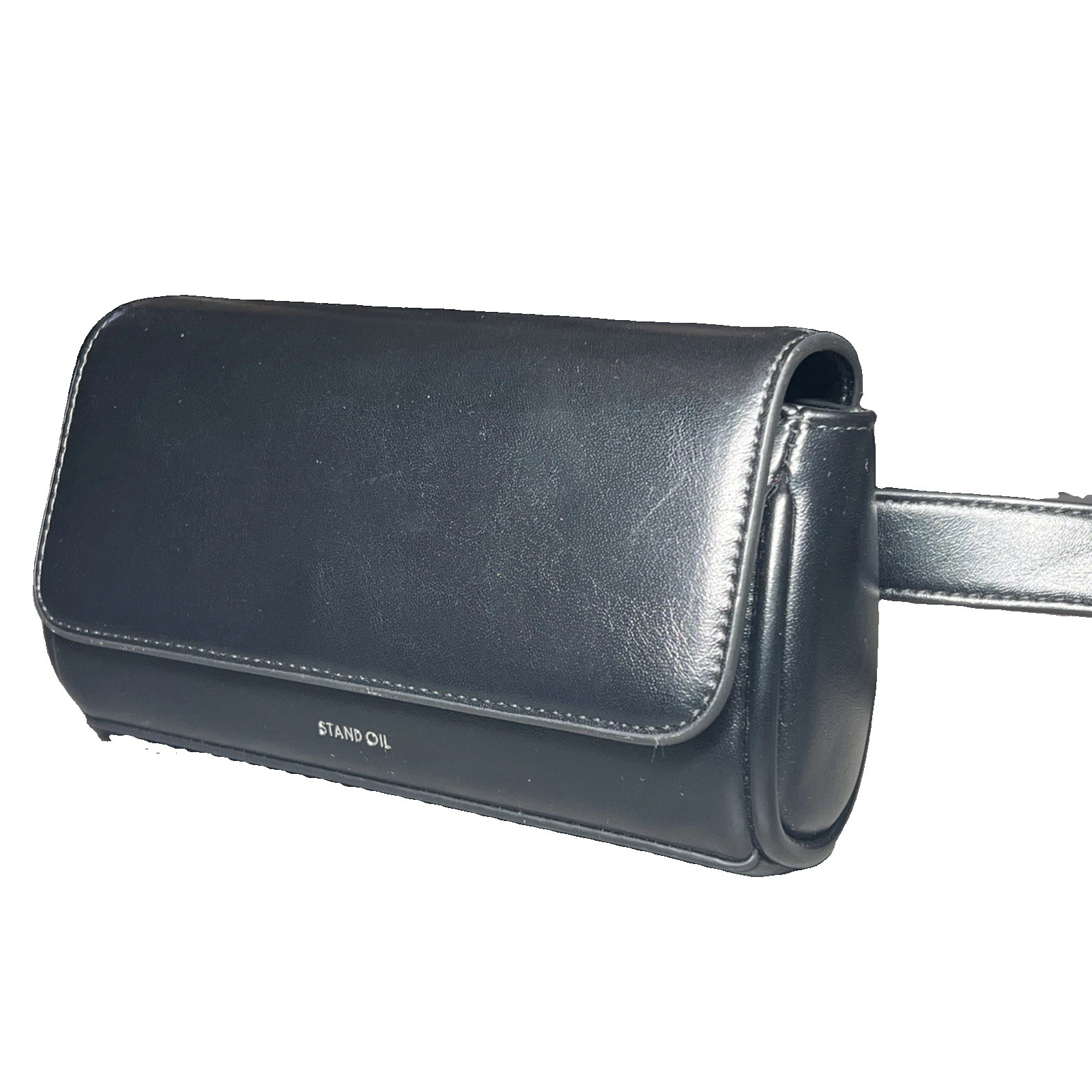 STAND OIL Butter Shoulder Crossbody Bag Leather CML Black 7×2 1/4×4 Inch