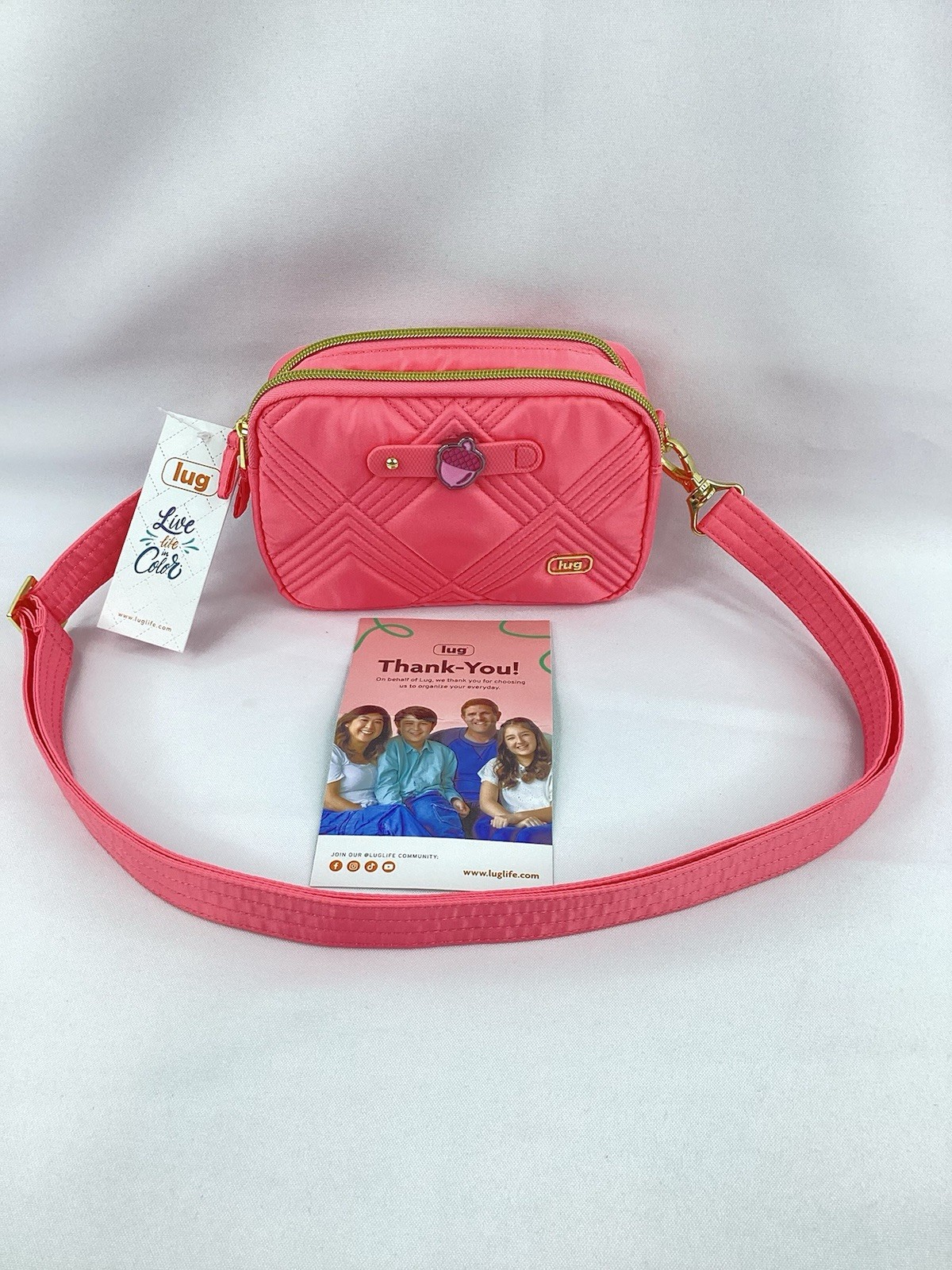 Lug Wicked Coupe 2 SE Crossbody Bag Pink Quilted NWT Adjustable Strap