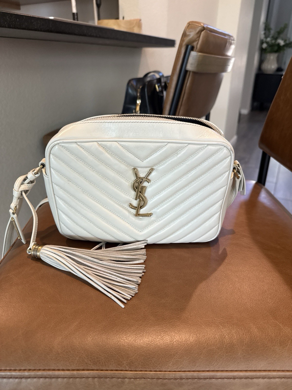 AUTHENTIC Saint Laurent Lou Camera Bag Quilted Leather Crossbody Gold
