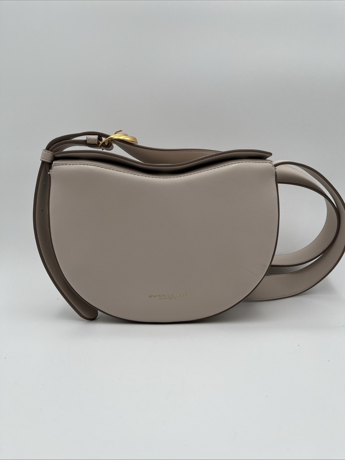 Donna Karan NY Valley Stream Leather Buckle Crossbody with Adjustable Strap Sand