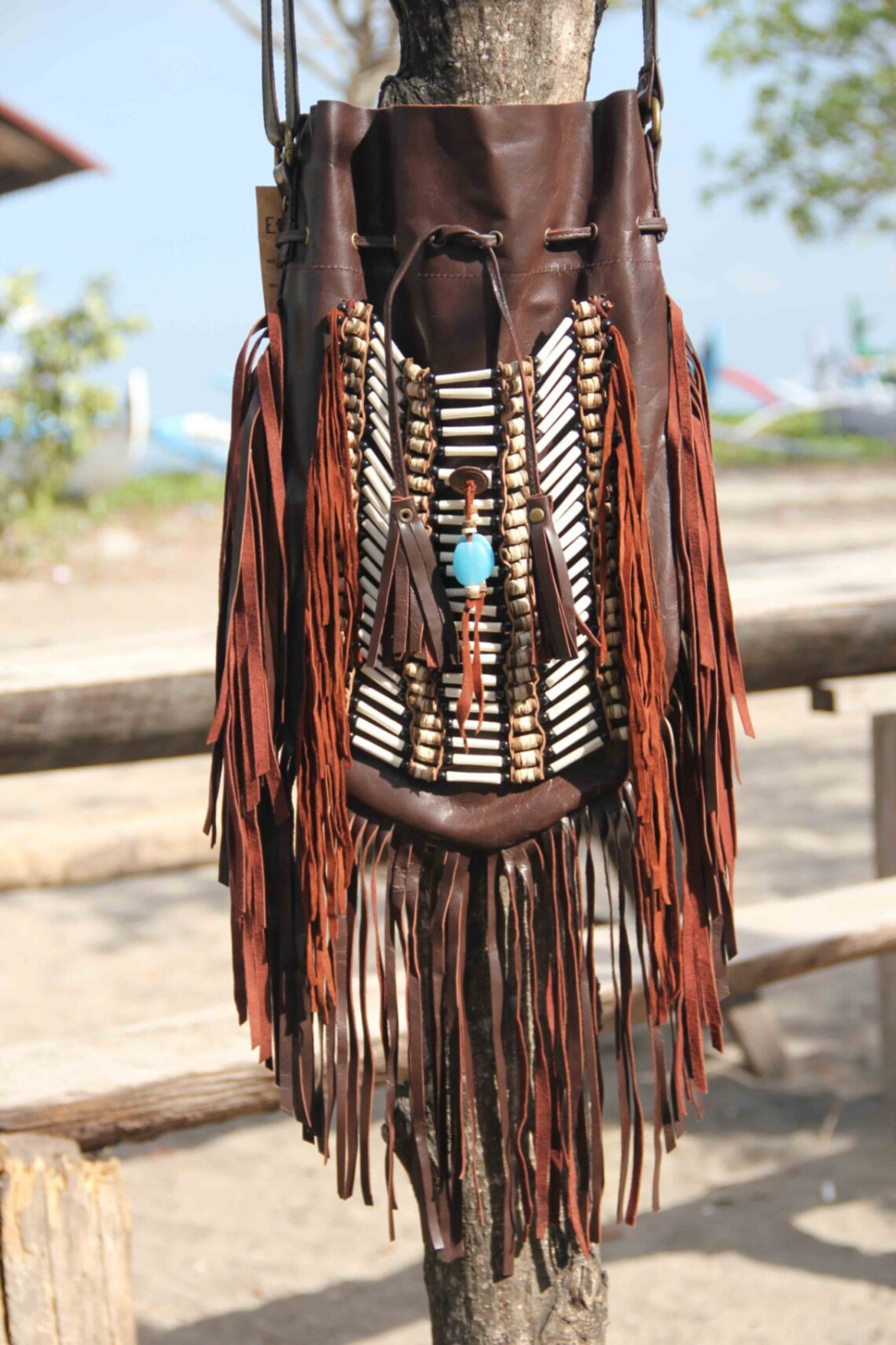 Bohemian Fringe Leather Crossbody Bag | Handmade Tribal Shoulder Bag | Western S