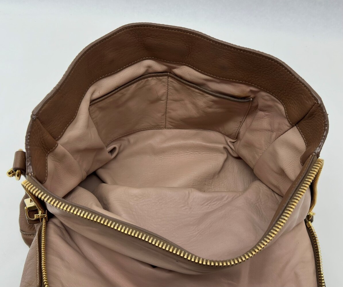 Prada Vitello Soft Leather Zipped Tote Authentic W/ Keys & Lock