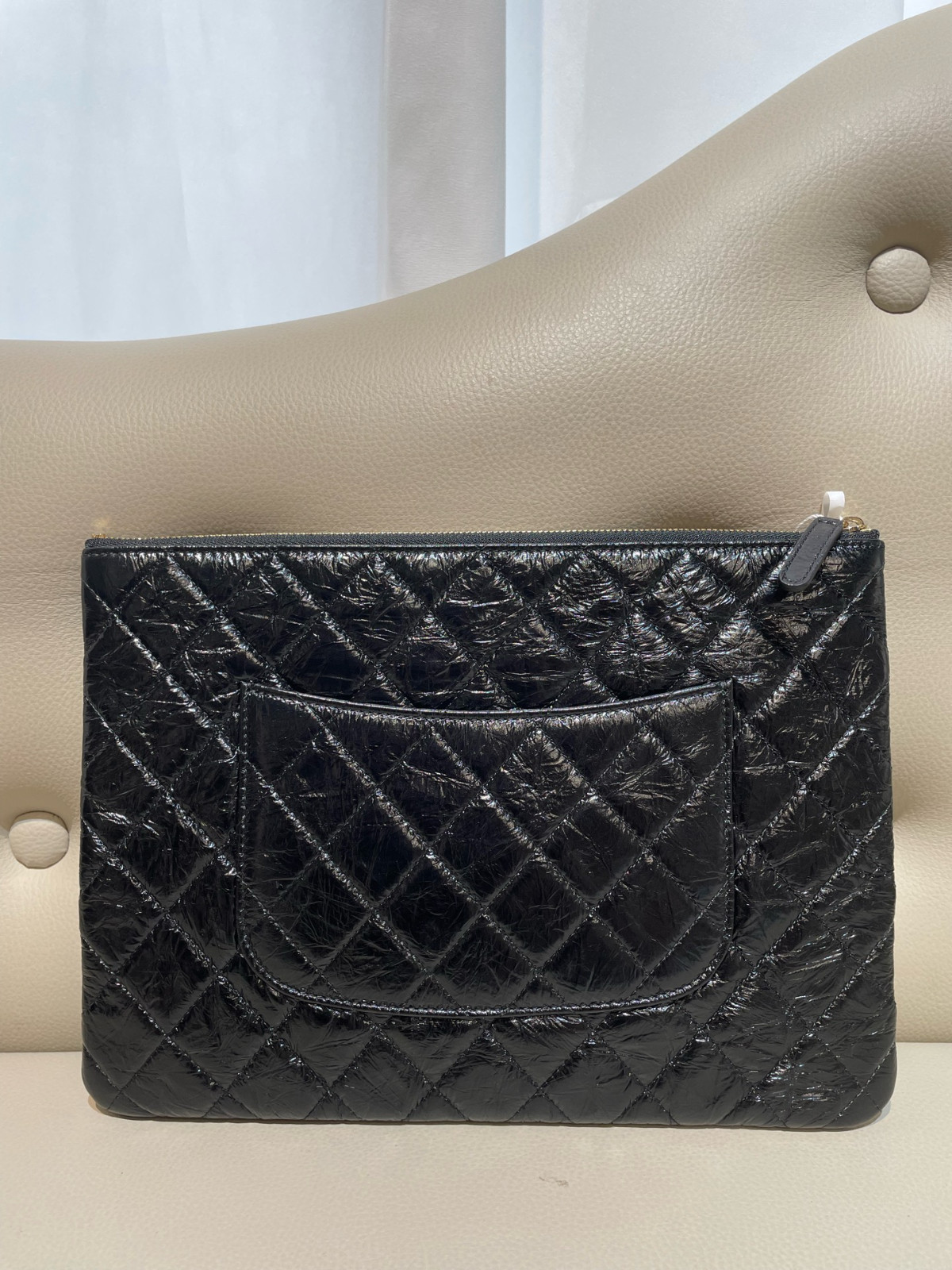 Chanel Black Quilted Glazed Calfskin Clutch Bag （20×27.5）cm