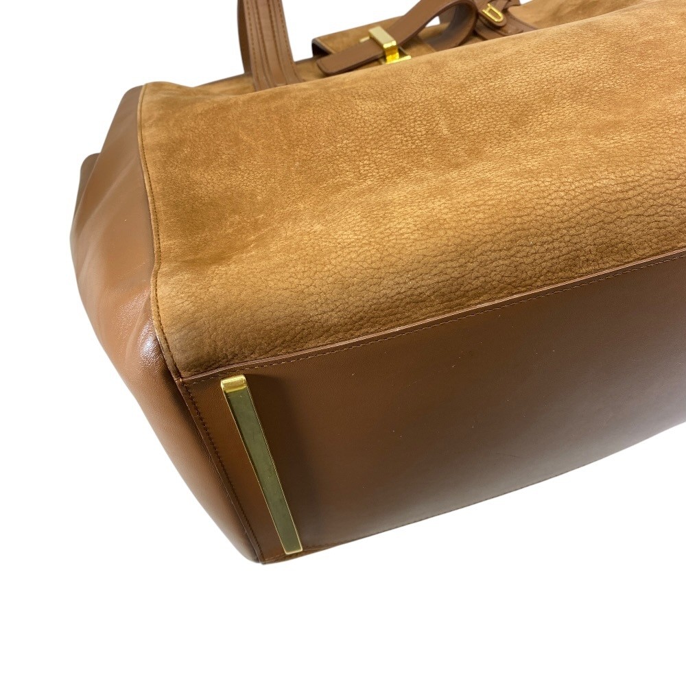 DELVAUX Simplicime N/S Tote Bag Handbag Suede Leather Brown 34cm x 35cm x 20cm w