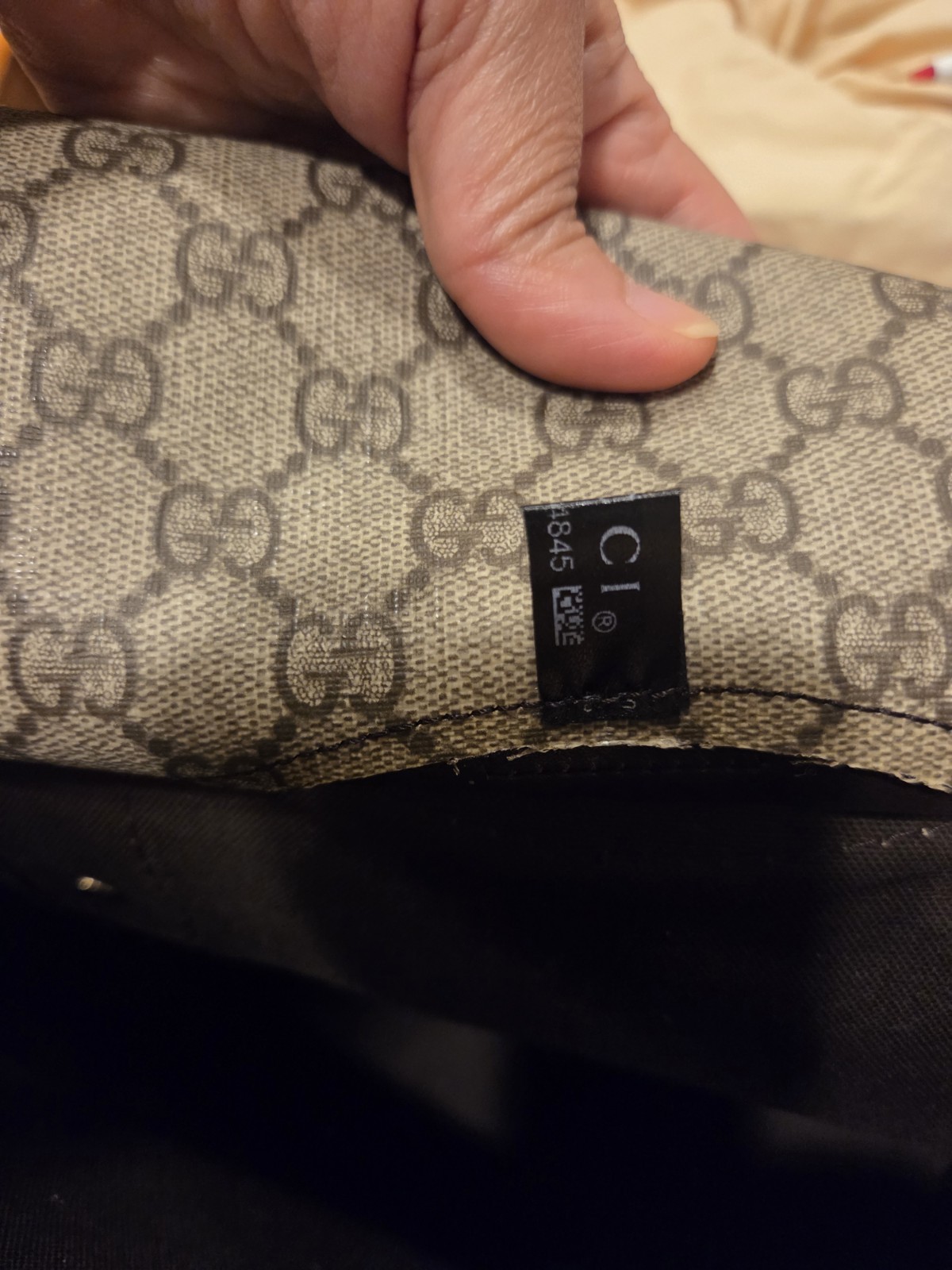 Auth Gucci GG Monogram Joy Tote Dark Brown Patent Leather Trim Bow, Logo Tag