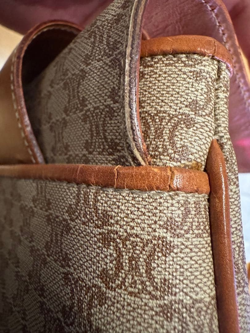 RARE Vintage CELINE Macadam Triomphe Monogram Flap Bag Brown Leather Authentic