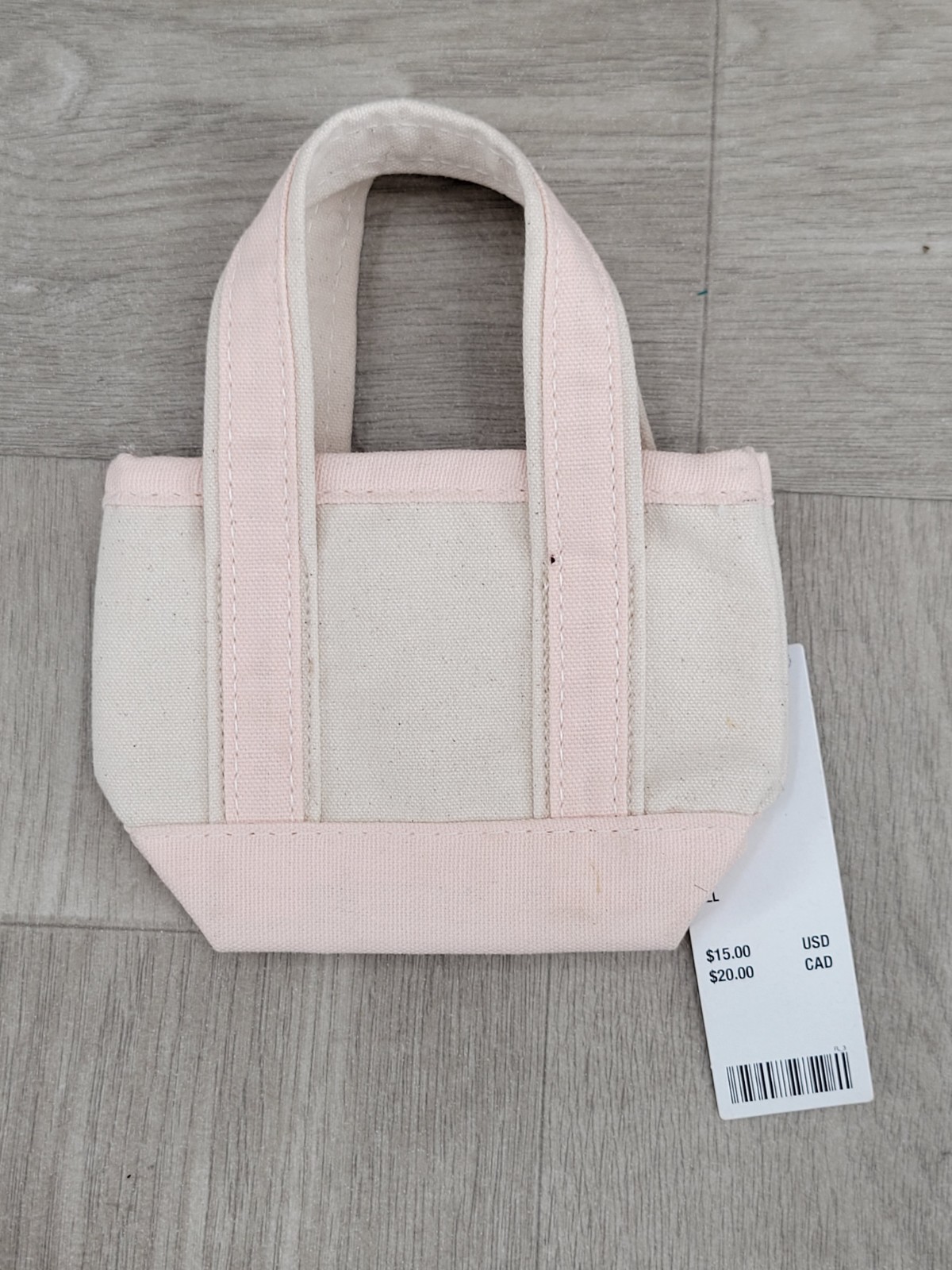 NWT Urban Outfitters BDG Mini Canvas Tote Bag White Pink Trim 6″ Small