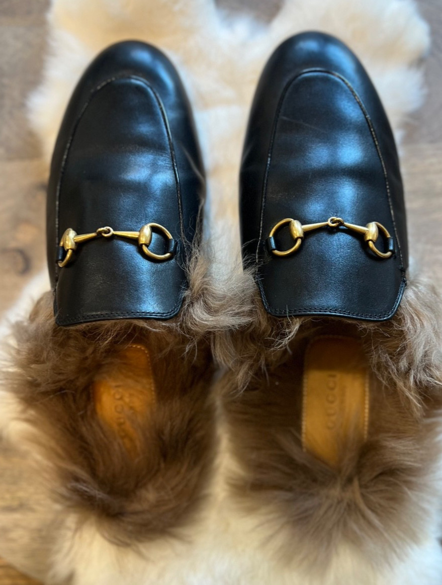 Authentic Gucci Princetown Fur-Lined Horsebit Mule Size 39 (8/8.5)