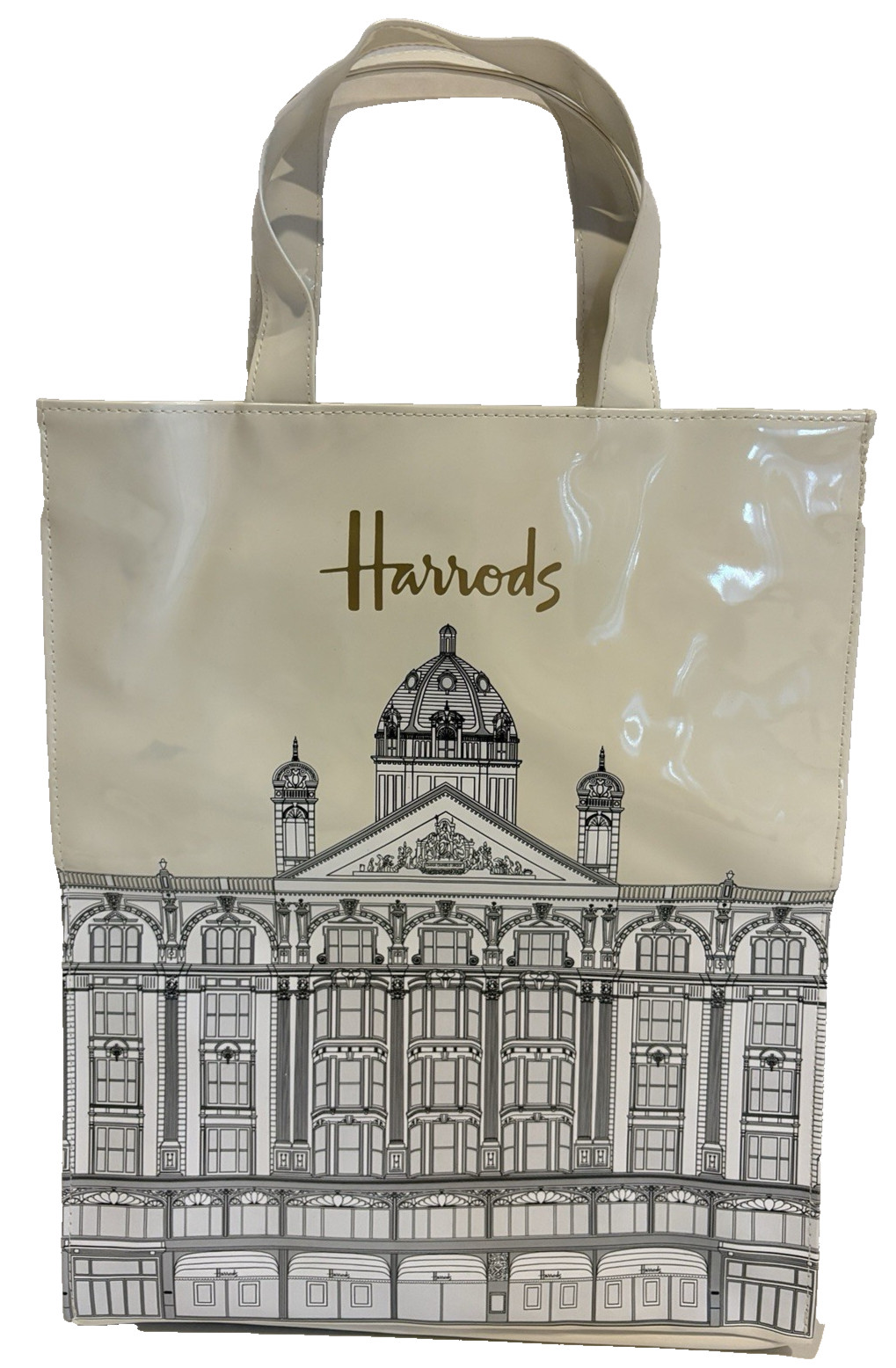Harrods London White Snap Closure PVC Tote Bag