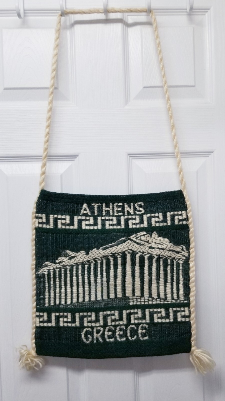 Green Wool Greek Design Bag, Vida Tote, Green Wool Camel Trim Bag, Beach Babe